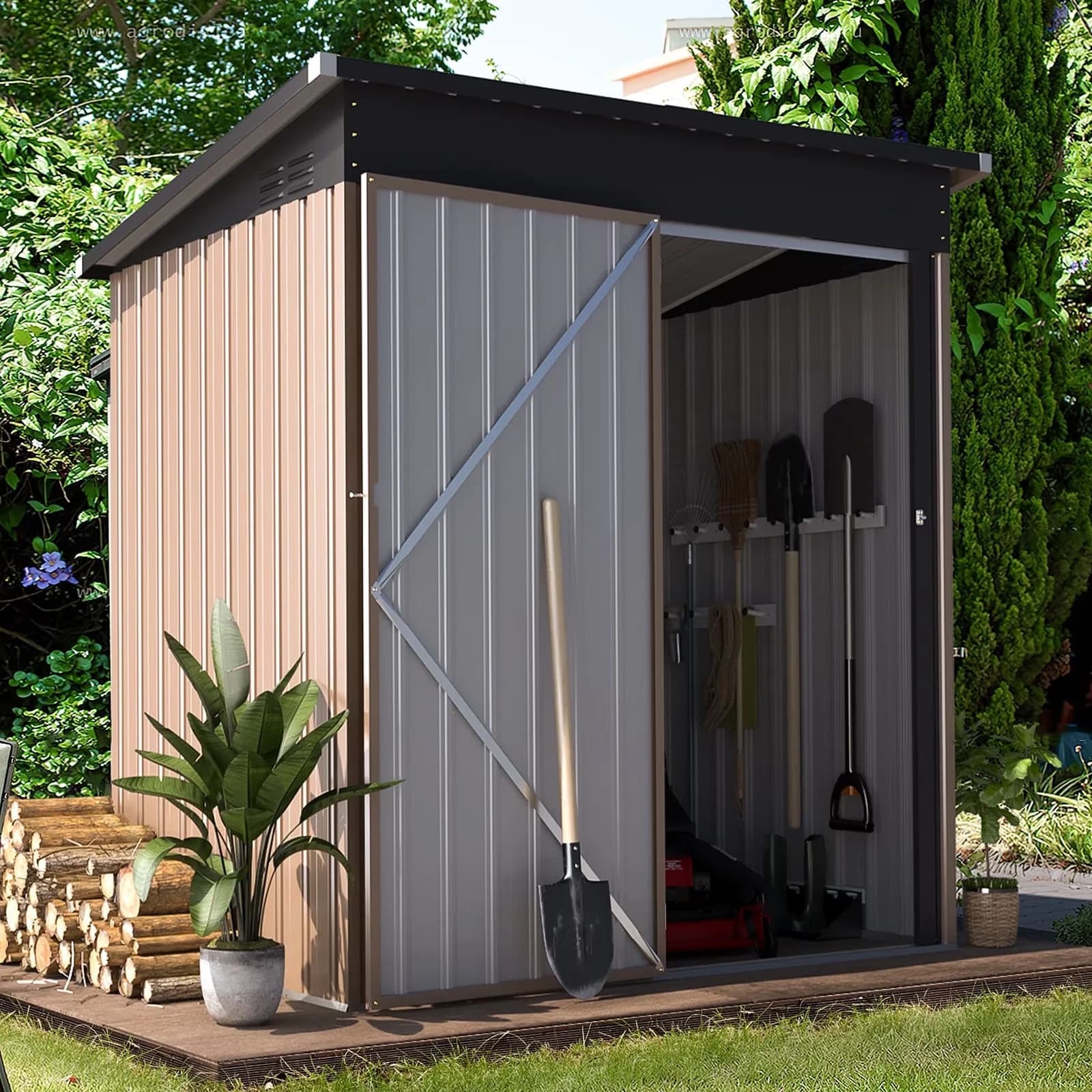 Versatile Shed with Weather-Resistant - Gray Metal Outdoor - Reliable Performance Model BDC656