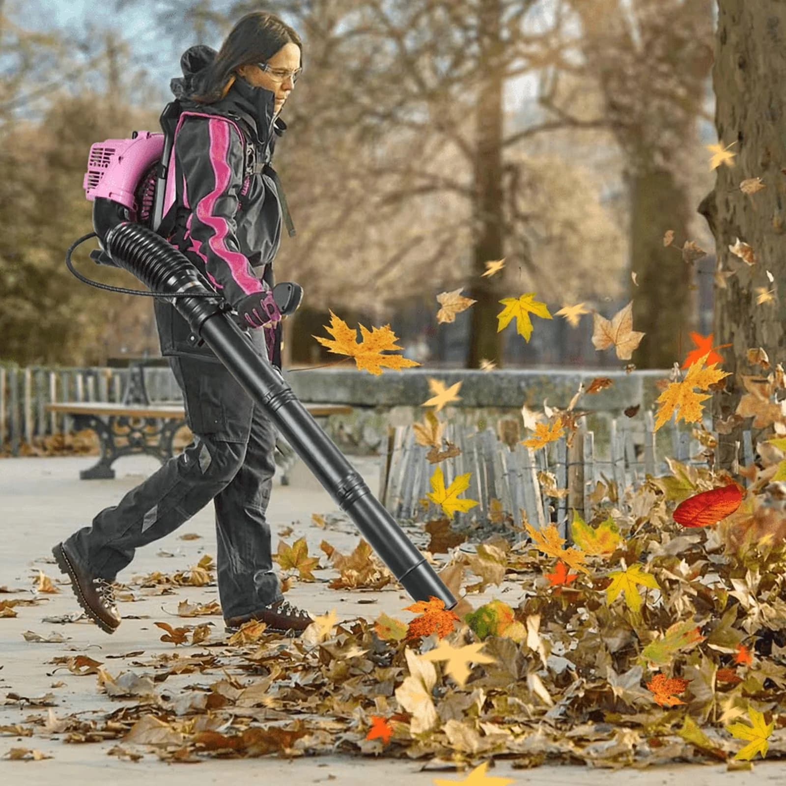 Stylish Leaf Blower with 52CC Backpack Gas Powered, Harness Air-Cooled & Fuel Tank - Model 695A4F