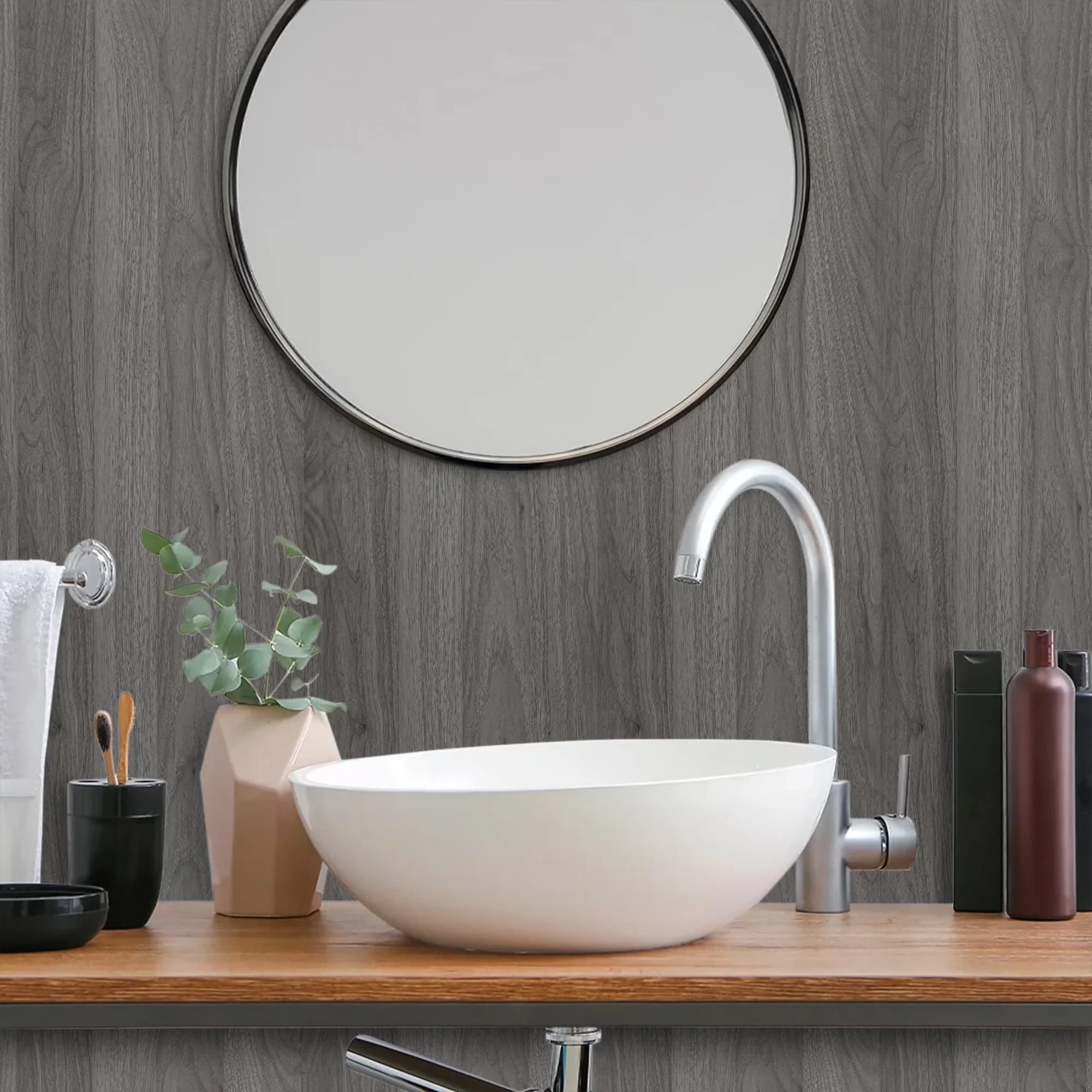 Reliable Wallpaper Wall Decals Wall Covering with Removable, Coverage: 12.8 square feet, Name: Gray Wood Peel and Stick Wallpaper -... Model A14866