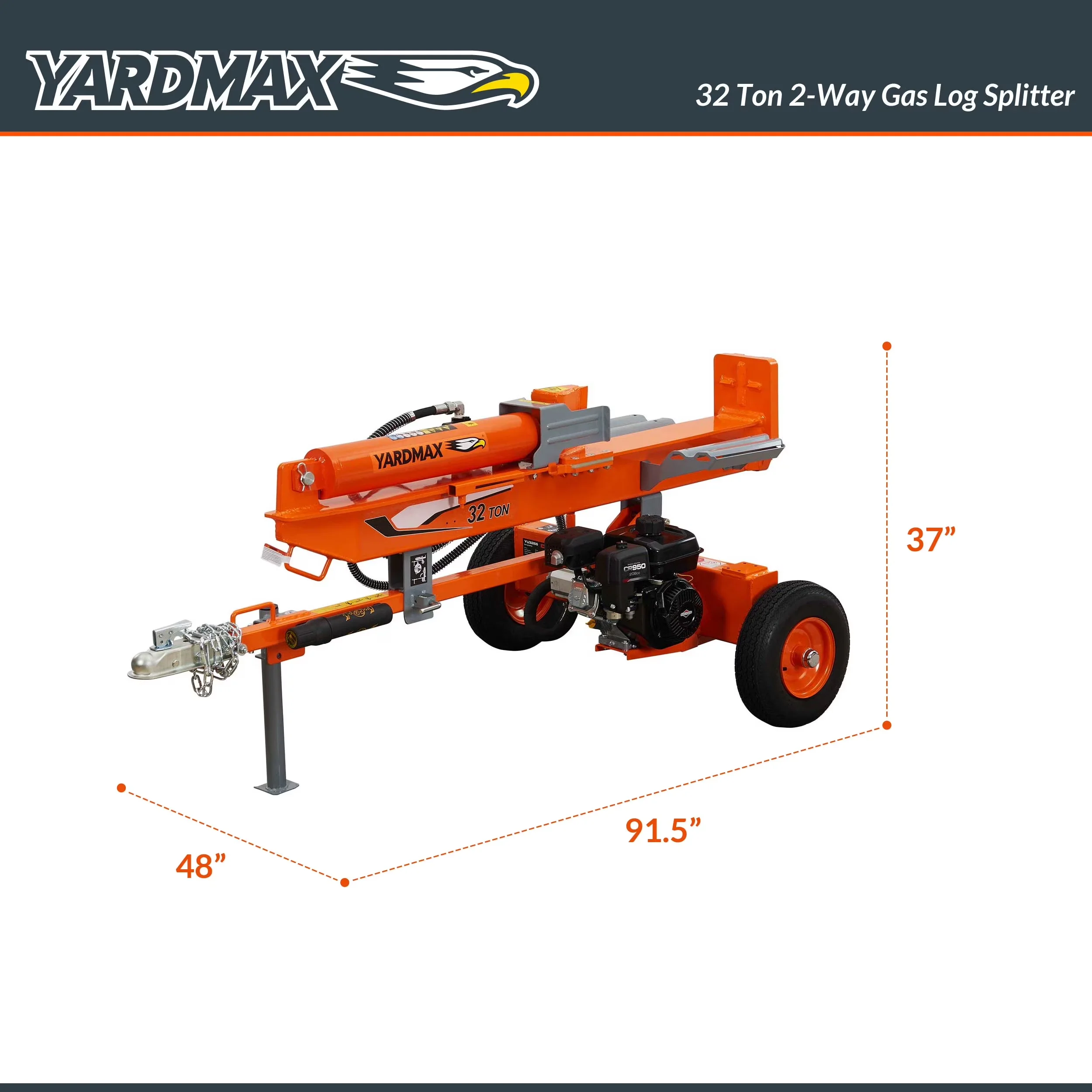 Innovative Logsplitter with Wheeled - Orange CR950 - Rustic Charm Model DA6AC1