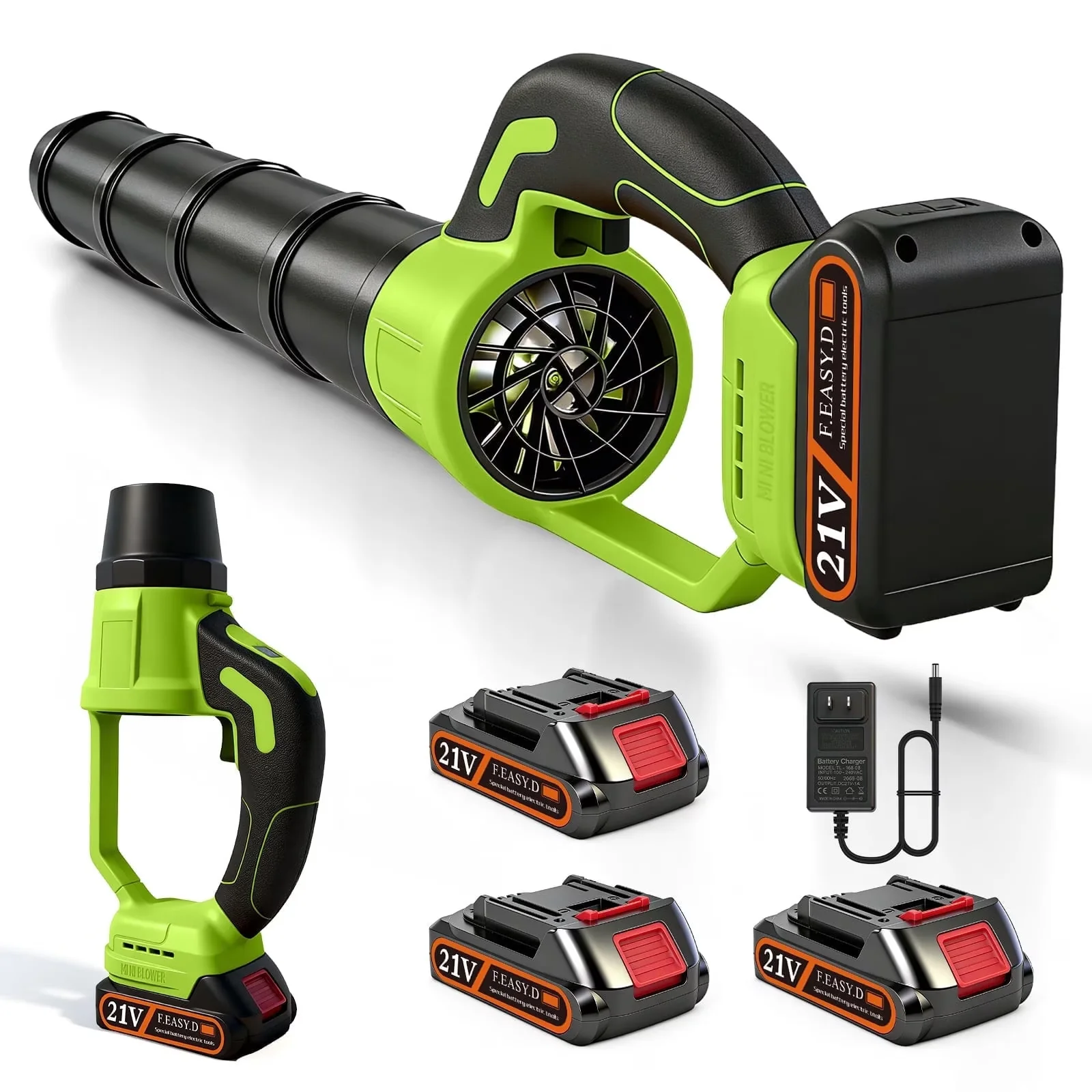 Stylish Leaf Blower with Battery, 3 x 2000mAh Batteries & Charger, Cordless - Model 360EBB