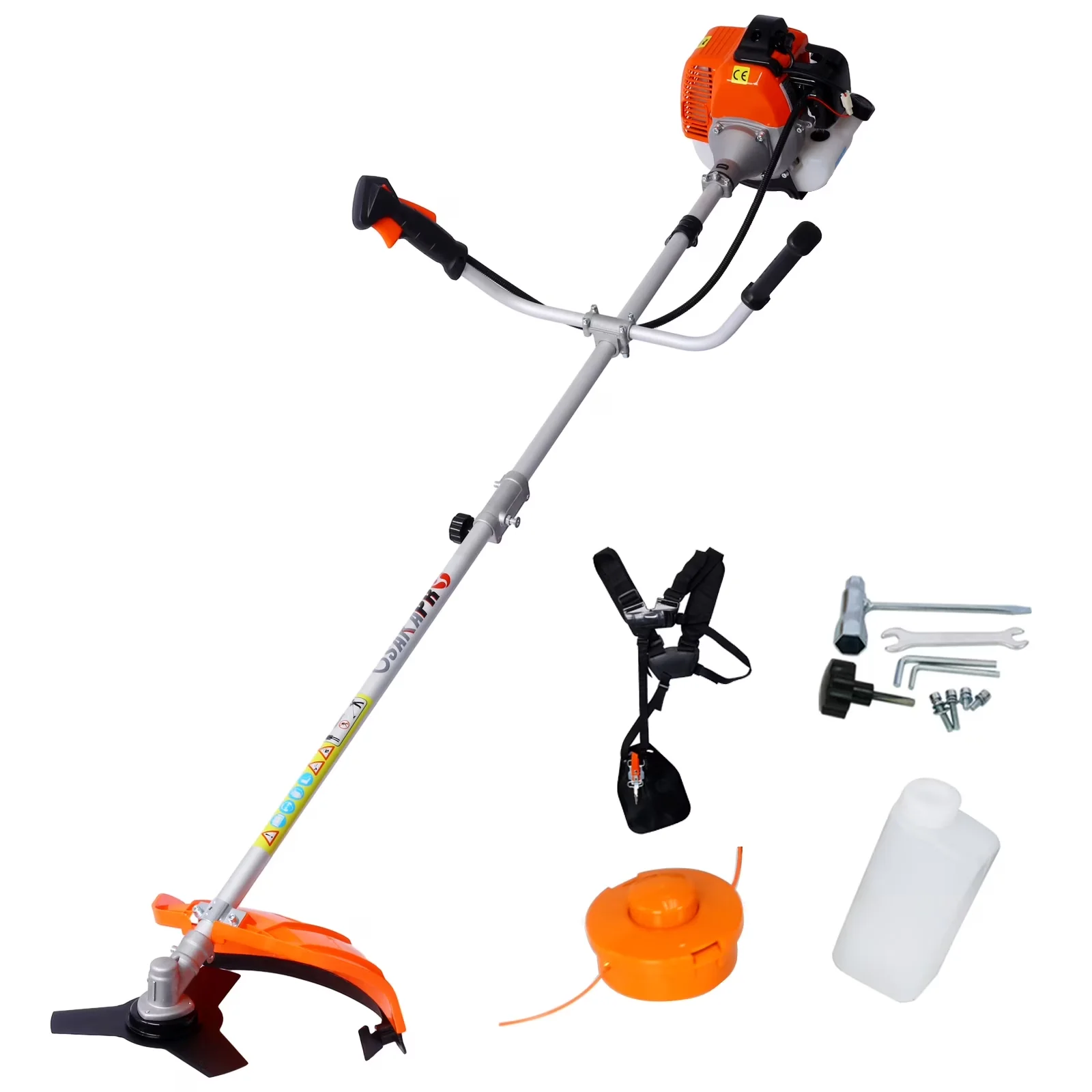 Efficient String Trimmer with 52cc Weed Eater/Wacker Gas Powered, 2 in 1 Trimme, Rubber Handle & Shoulder Strap Included - Orange Model 5820BA