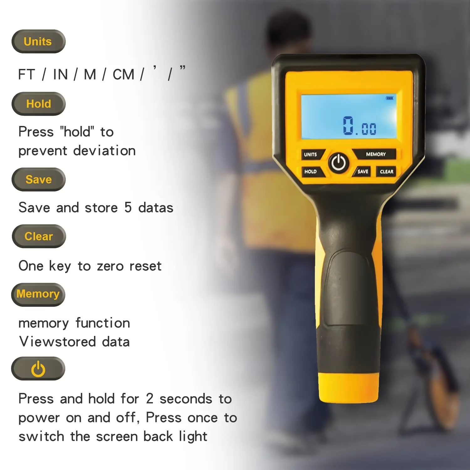 Measuring Layout Essential with Durable, Lightweight, Imperial/Metric Measure Wheel - Abs Model D67A6B