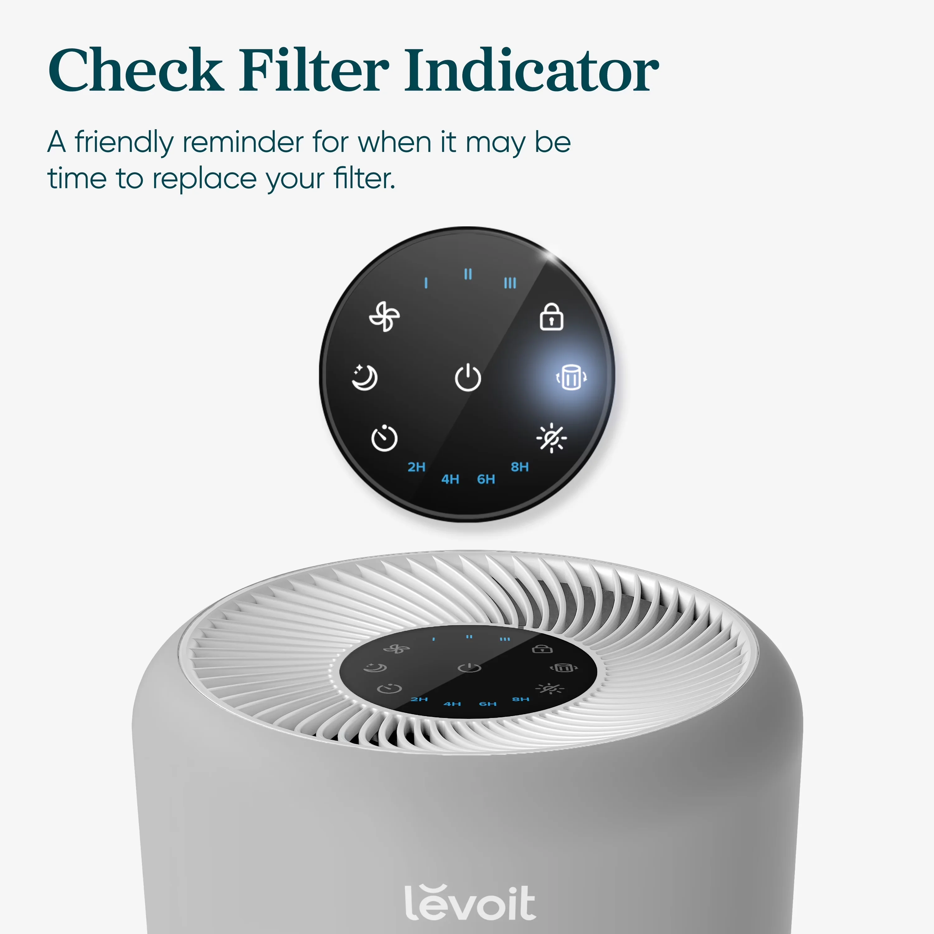 Efficient Air Purifier with Filter Change Indicator, Gray - 300-RAC-P - Standard Series Model BED7F6