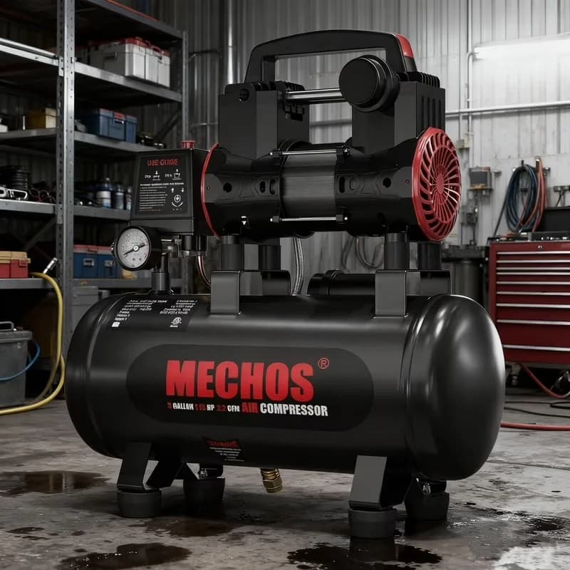 Reliable Air Tools Compressor with 110V, Portable, Ultra Quiet 3 Gallon - Black Q235B Steel Model 2F0B85