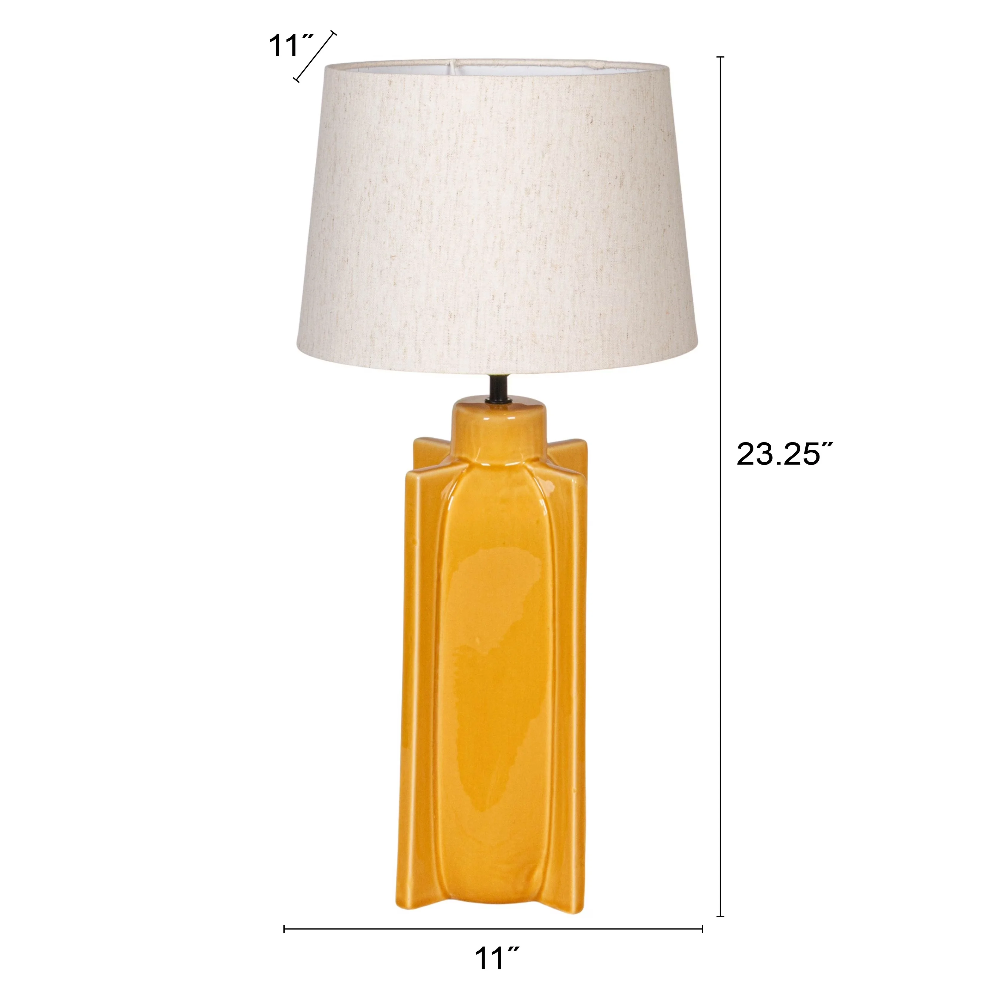 Lamp Compact with Bedside Lamps, Scandinavian, Crossed Base and Linen Shade - Ceramic Yellow Model E413CE