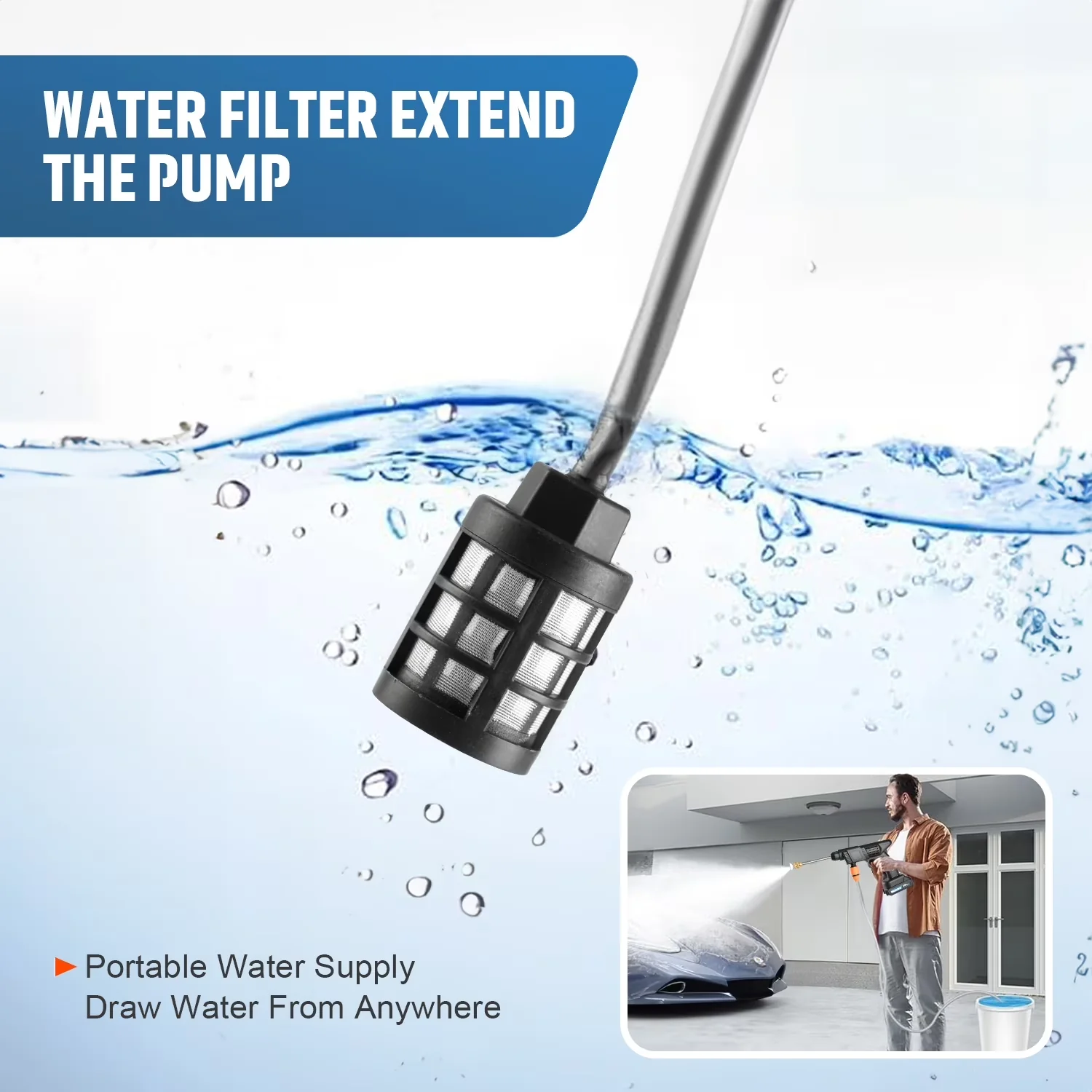 Pressure Washer Sleek with Battery, 21V for Car, Home - Ergonomic Design Model 25B094