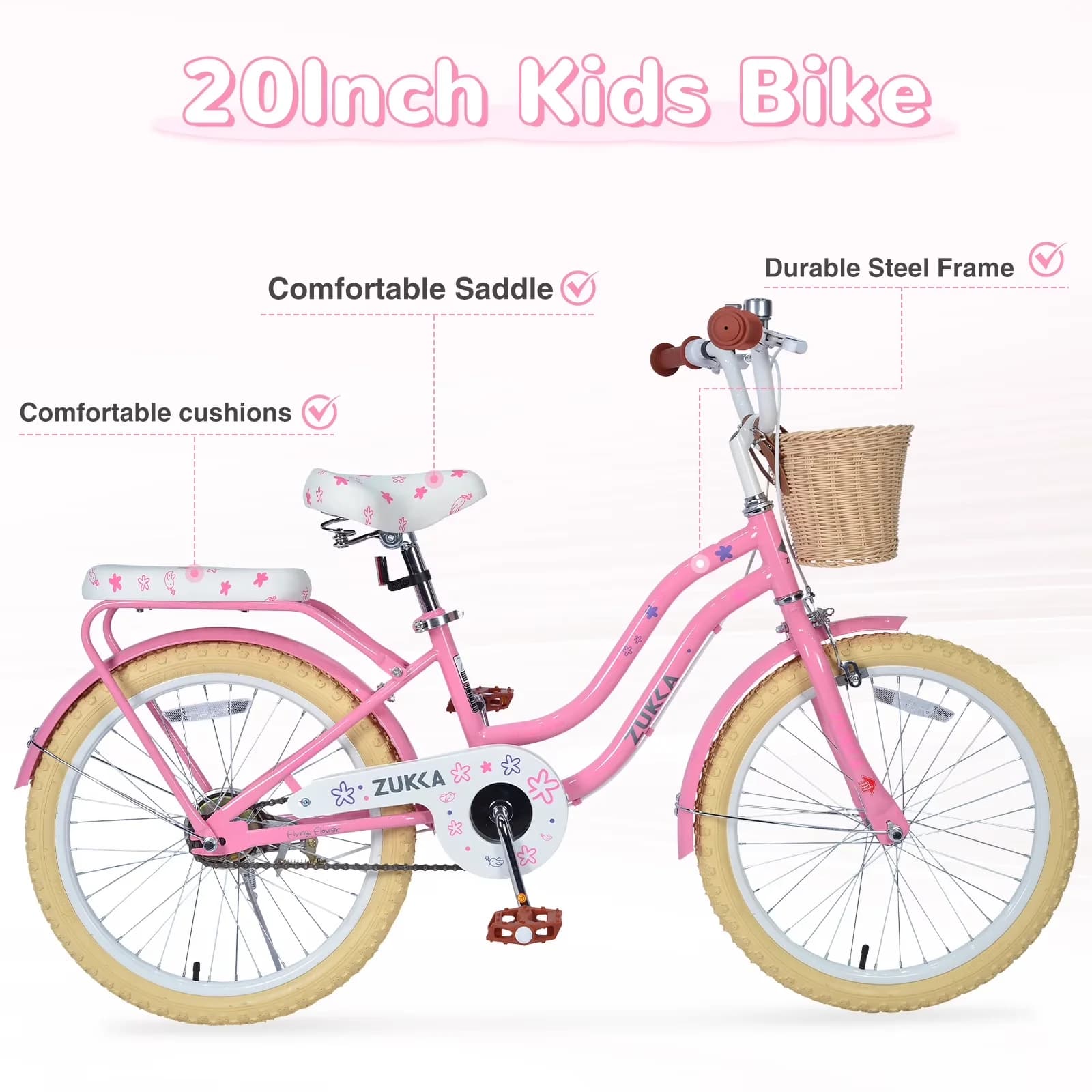 Durable Cruiser Bike with Adjustable Height, Adjustable Seat Height - Pink Model 76136A