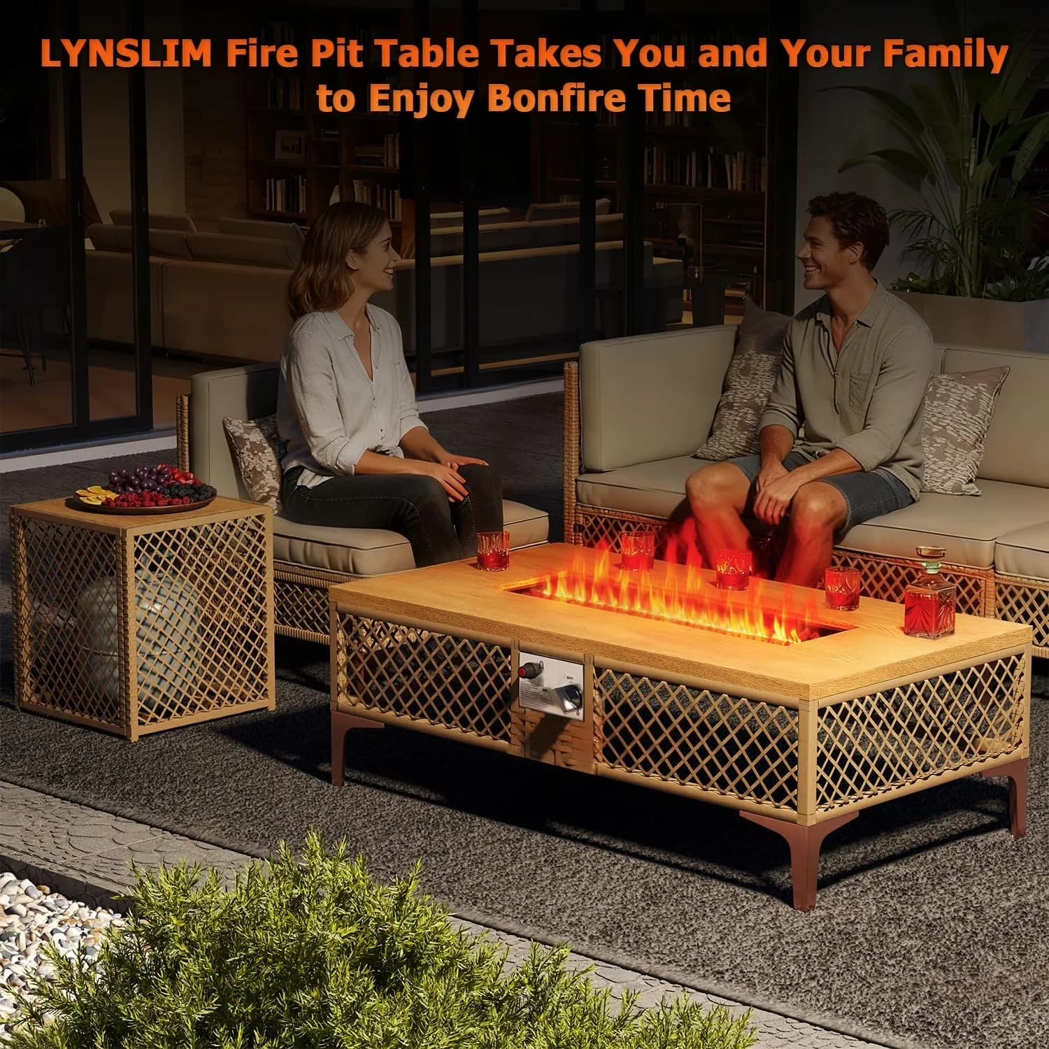 Outdoor Heating Professional with 60000 BTU, Weatherproof, Adjustable Flame - Beige Wicker Model 202868