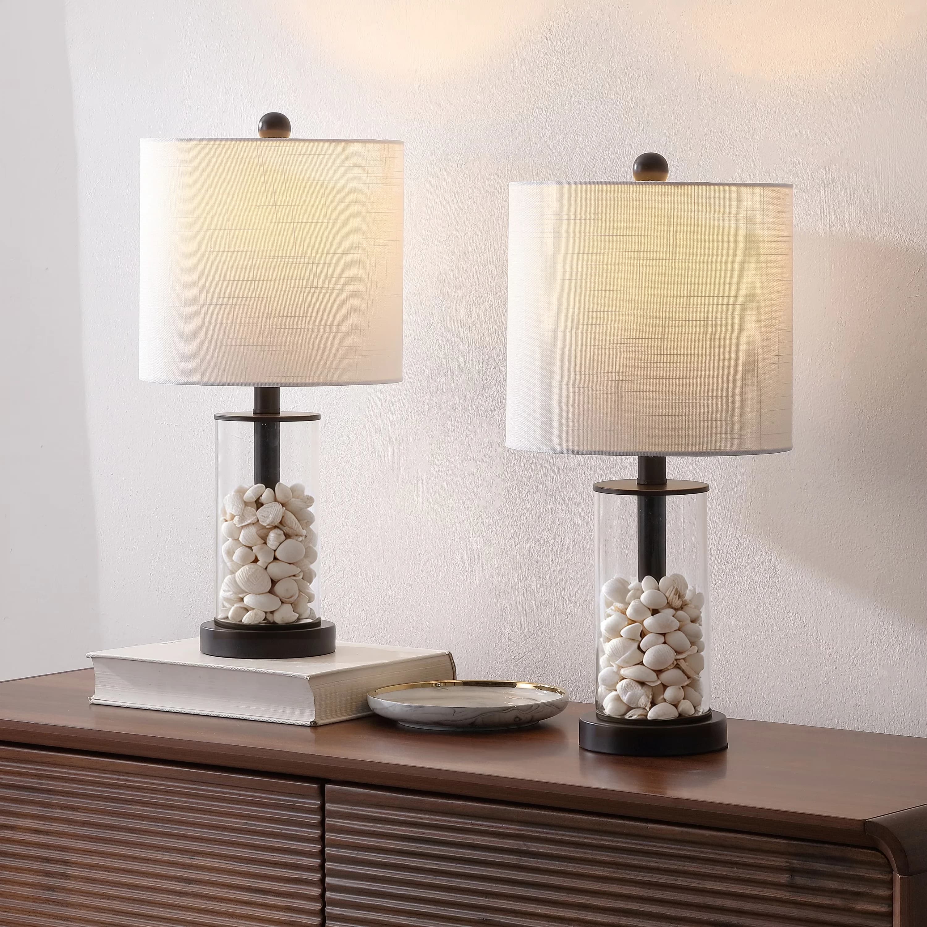 Quality Lamp Set with LED, Modern, Oil Rubbed Bronze (Set of 2) - Glass Black Model A2A79B