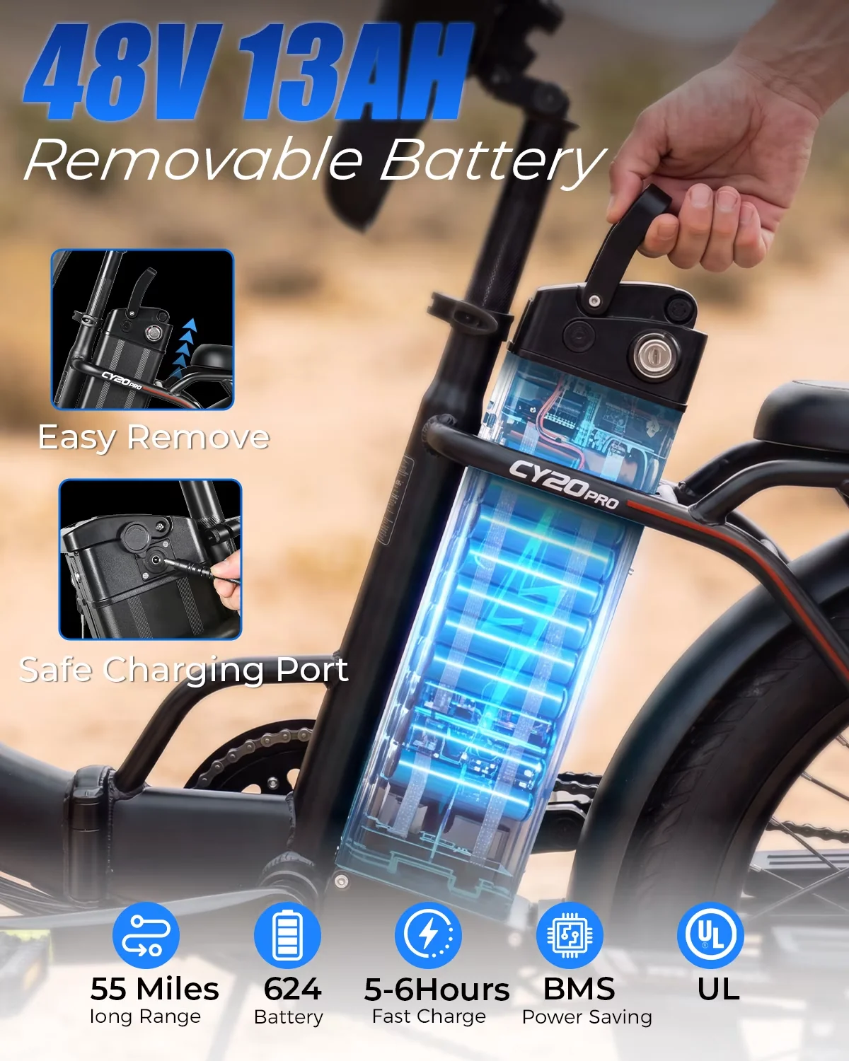 Essential Electric Bike with Battery, 1200W, 48V - Black - Low Maintenance Model C2B0F2
