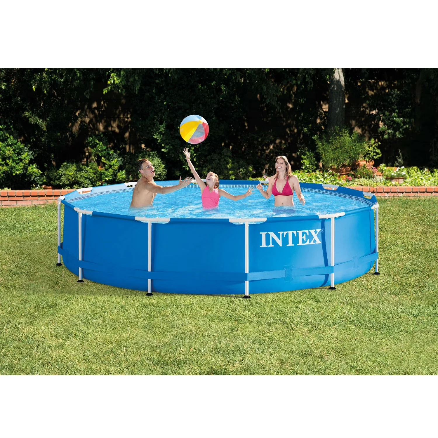 Essential Above Ground Pool with Puncture Resistant - Gray 12ft - Ergonomic Design Model 7FAE72