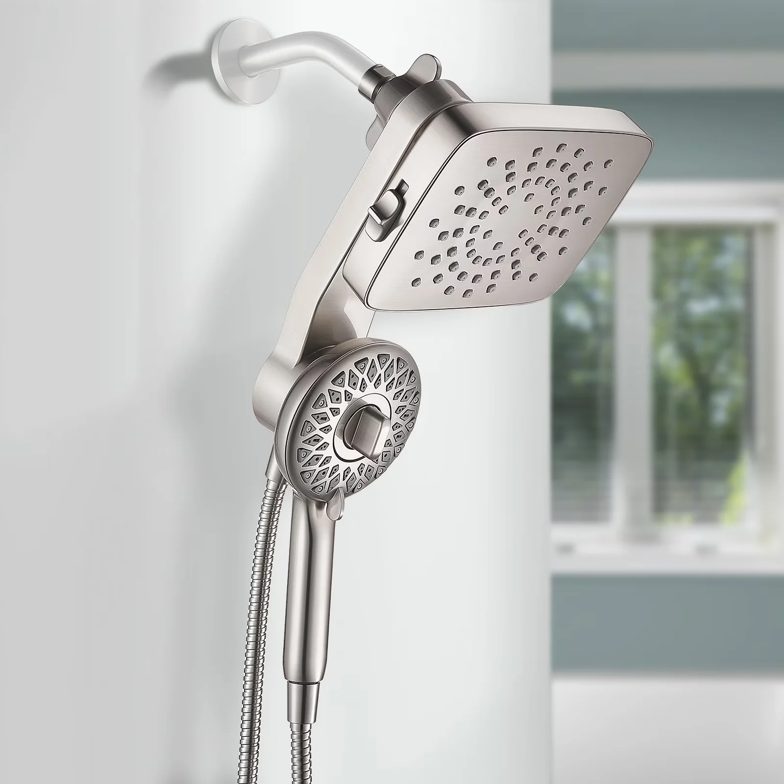 Efficient Shower Head with Fade Resistant, Wall Mount Magnetic 2-in-1 Bathroom Rain - Brushed Nickel Abs (Acrylonitrile Butadiene... Model 2FC50F