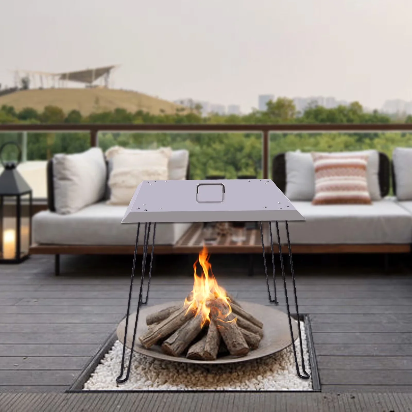 Outdoor Heating Sleek with Portable, Gross Weight: 7kg/15.43lbs, Material: Stainless Steel - Stainless Steel Silver Model 7230D7