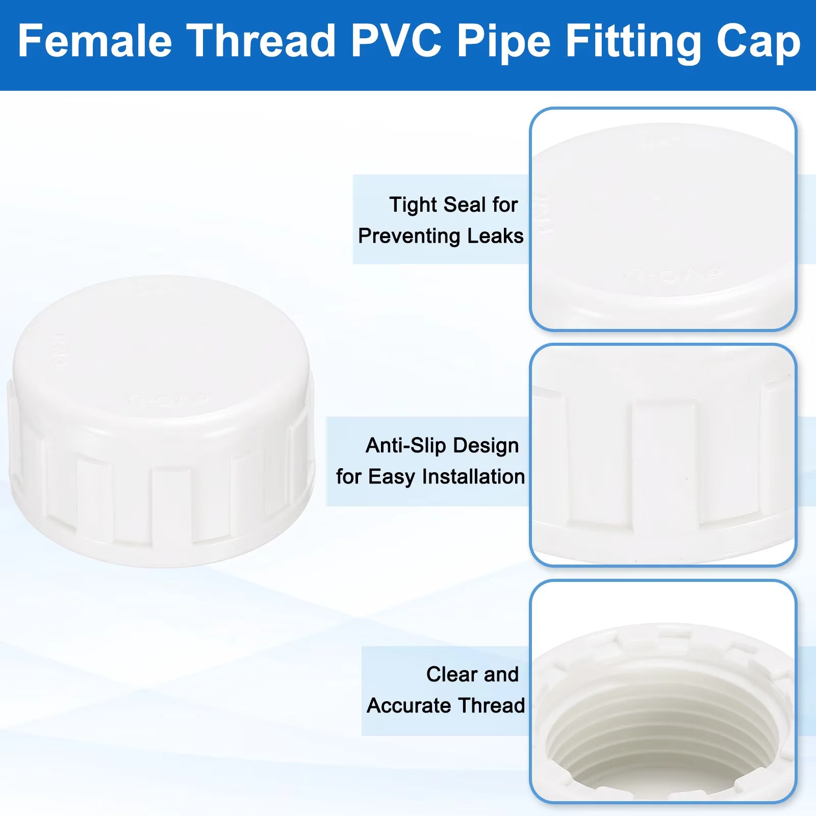 Plumbing Durable with Easy Installation, Material: PVC, Cleanout Water Drain End Caps - White Pvc Model 72EBE4