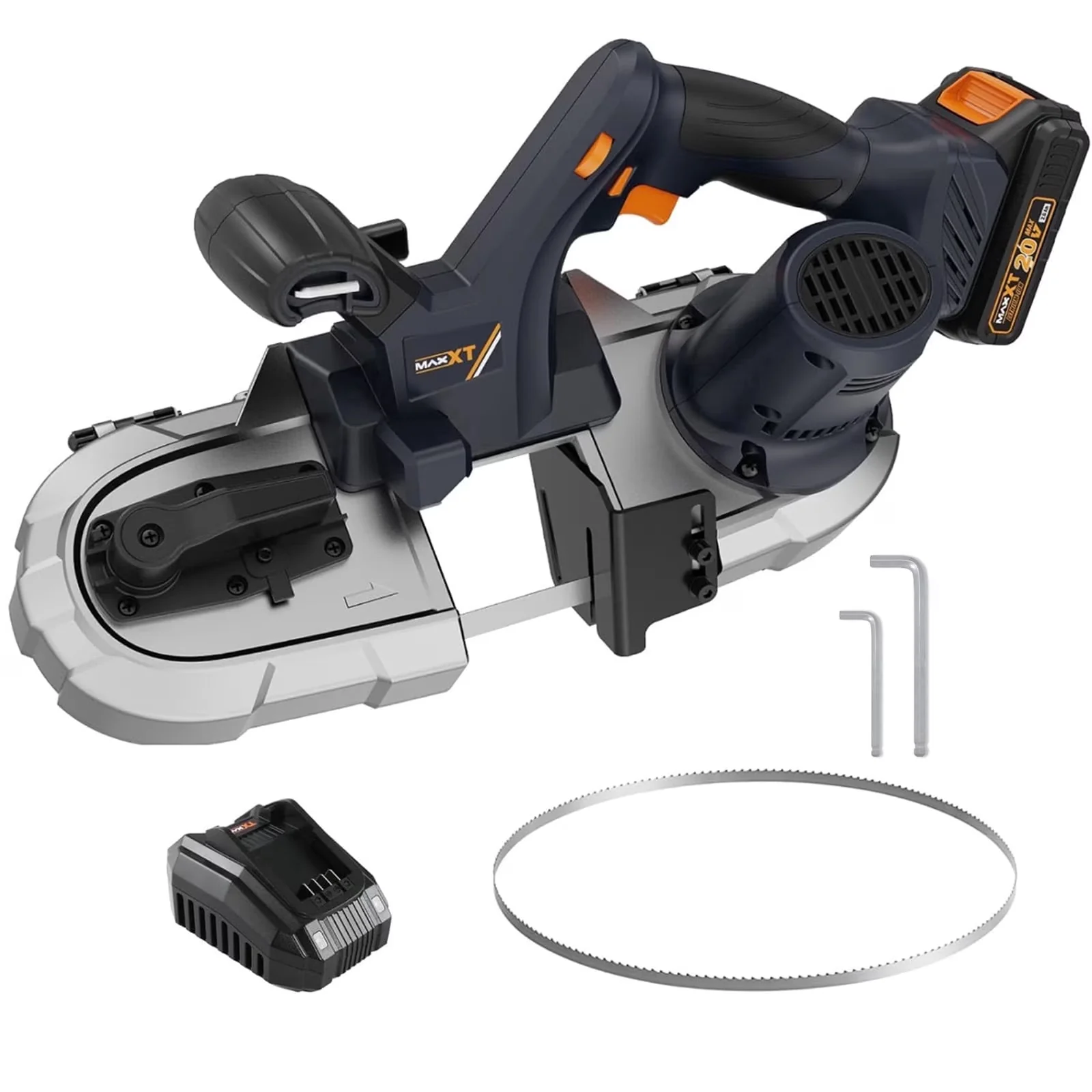 Compact Power Saw with Battery, 20V, 2-1/2 inch Cordless Band for General Purpose - Model A086C0