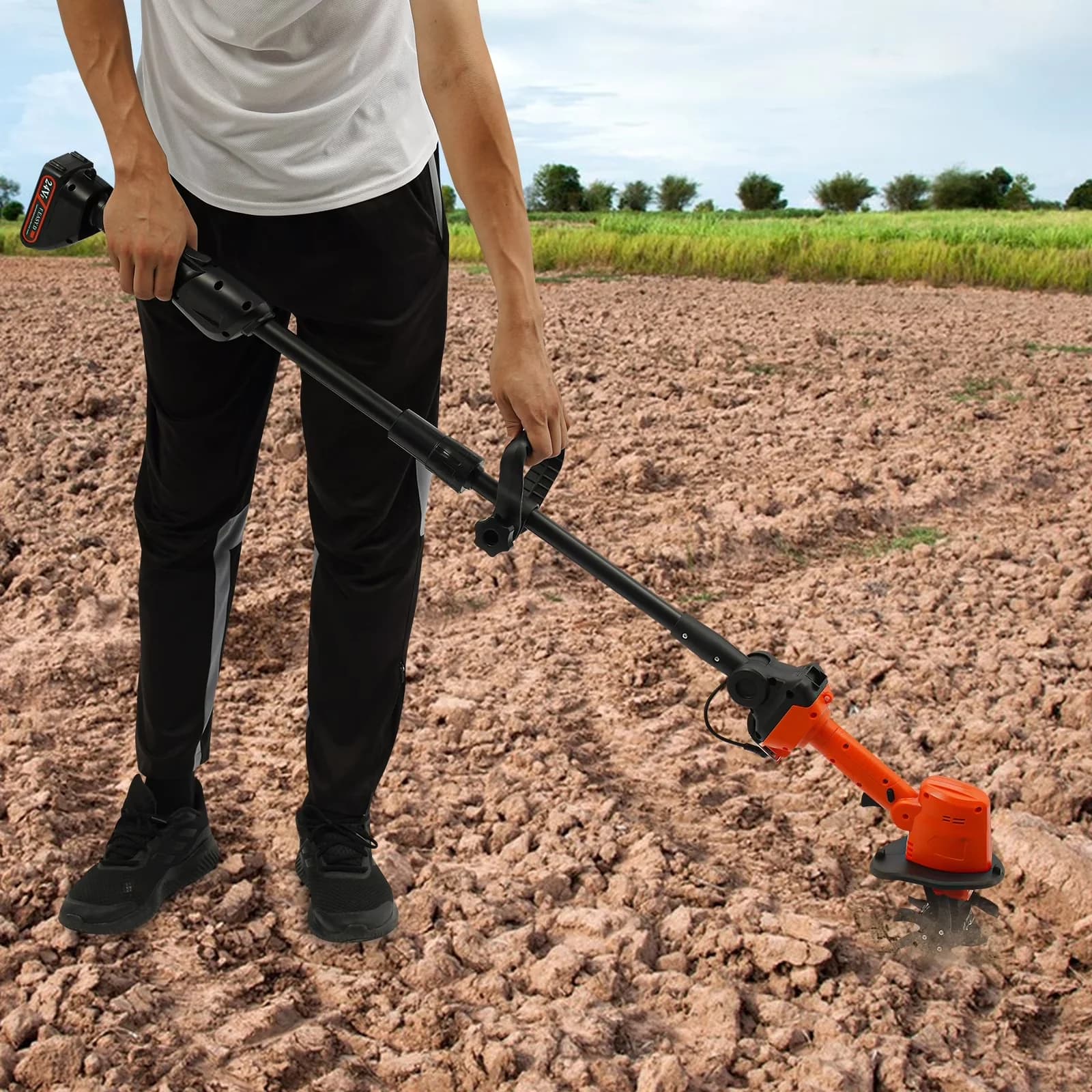 Quality Trillers Cultivator with 21V, Electric Garden Tiller Battery Powered, 21V Cordless Mini Tiller - Model C510E5