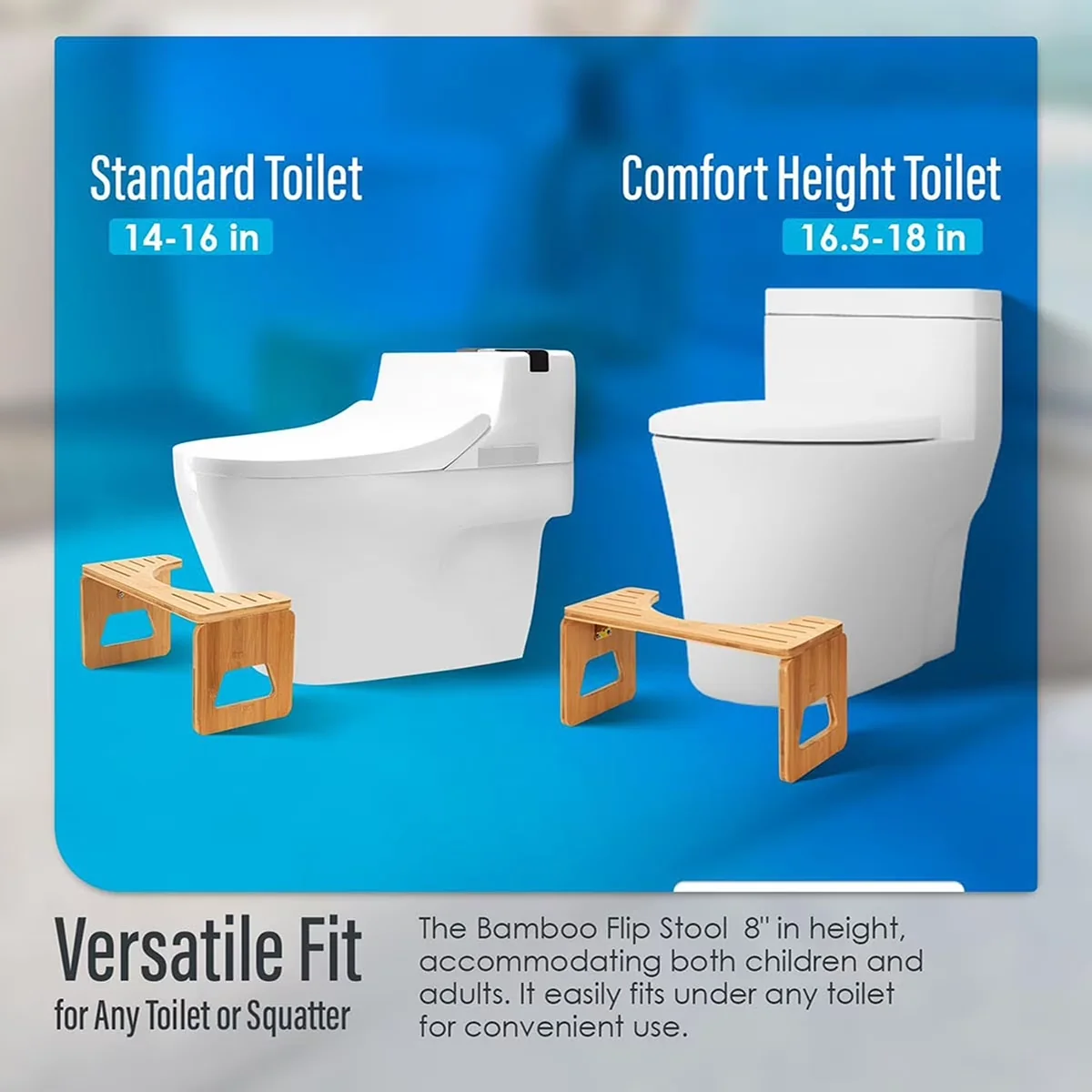 Sleek Ladders And Step Stool with Anti-Slip, Non-Marring Feet - Bamboo Brown for Bathroom Model 76D131