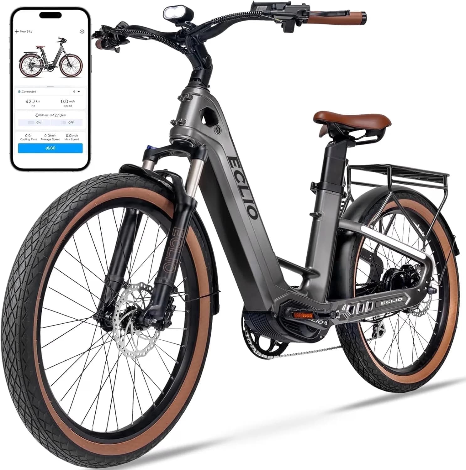 Electric Bike Sleek with Battery, 750W, 48V - Gray for General Purpose Model 307556