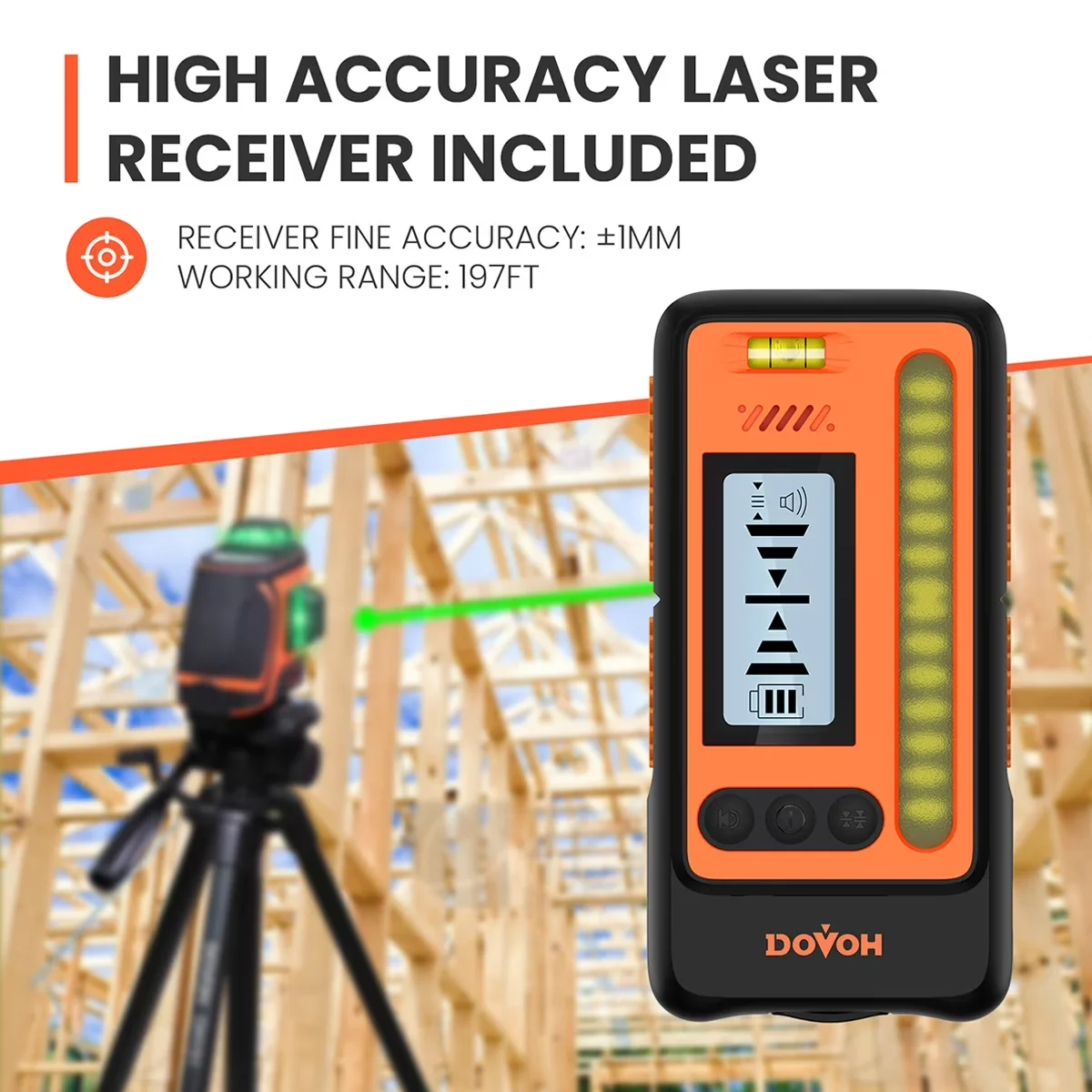 Measuring Layout Efficient with Battery, Different Modes - Rubber, Platic Orange Model 3740B1