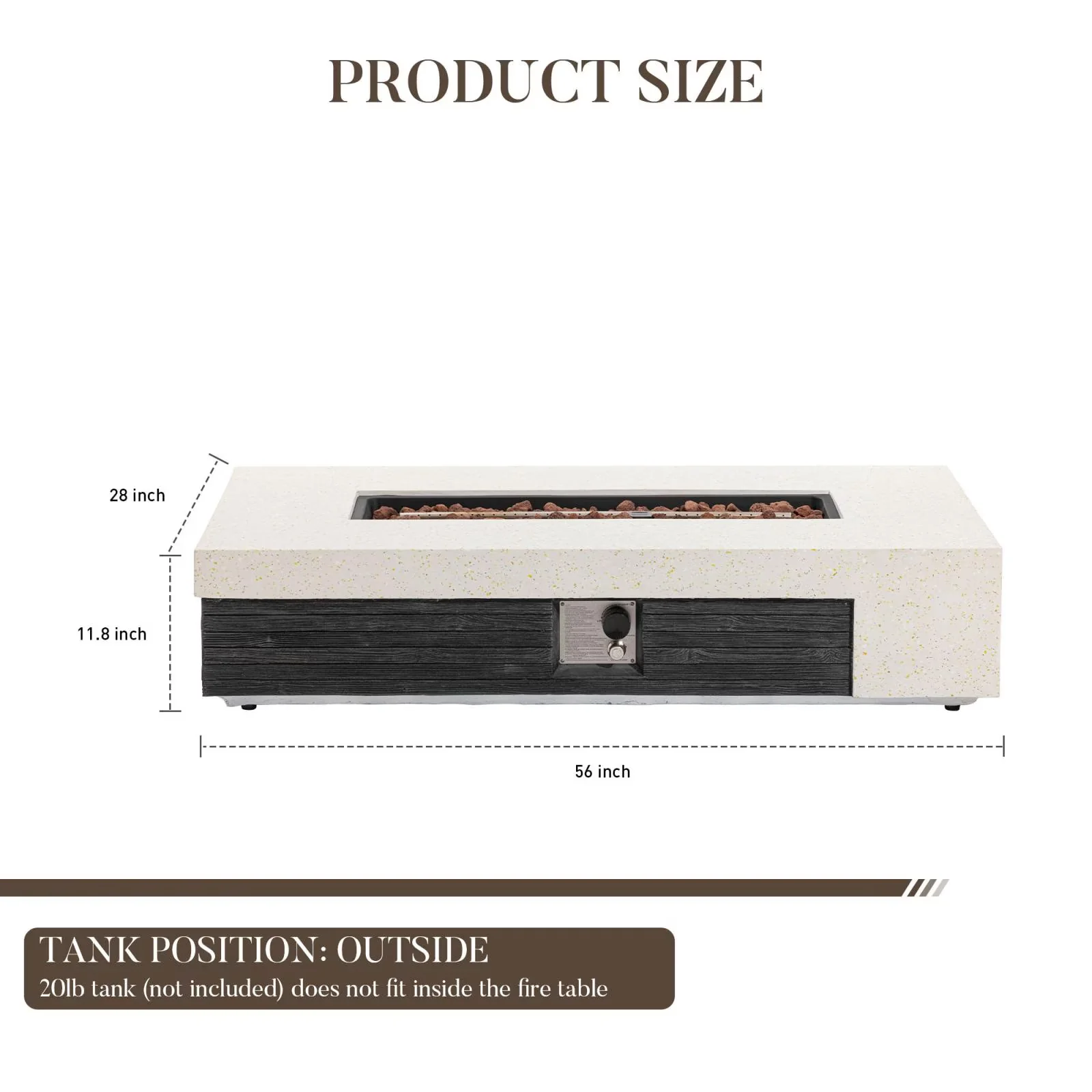 Outdoor Heating Professional with Adjustable Flame, Smokeless - Lightweight Concrete White Model DC091A