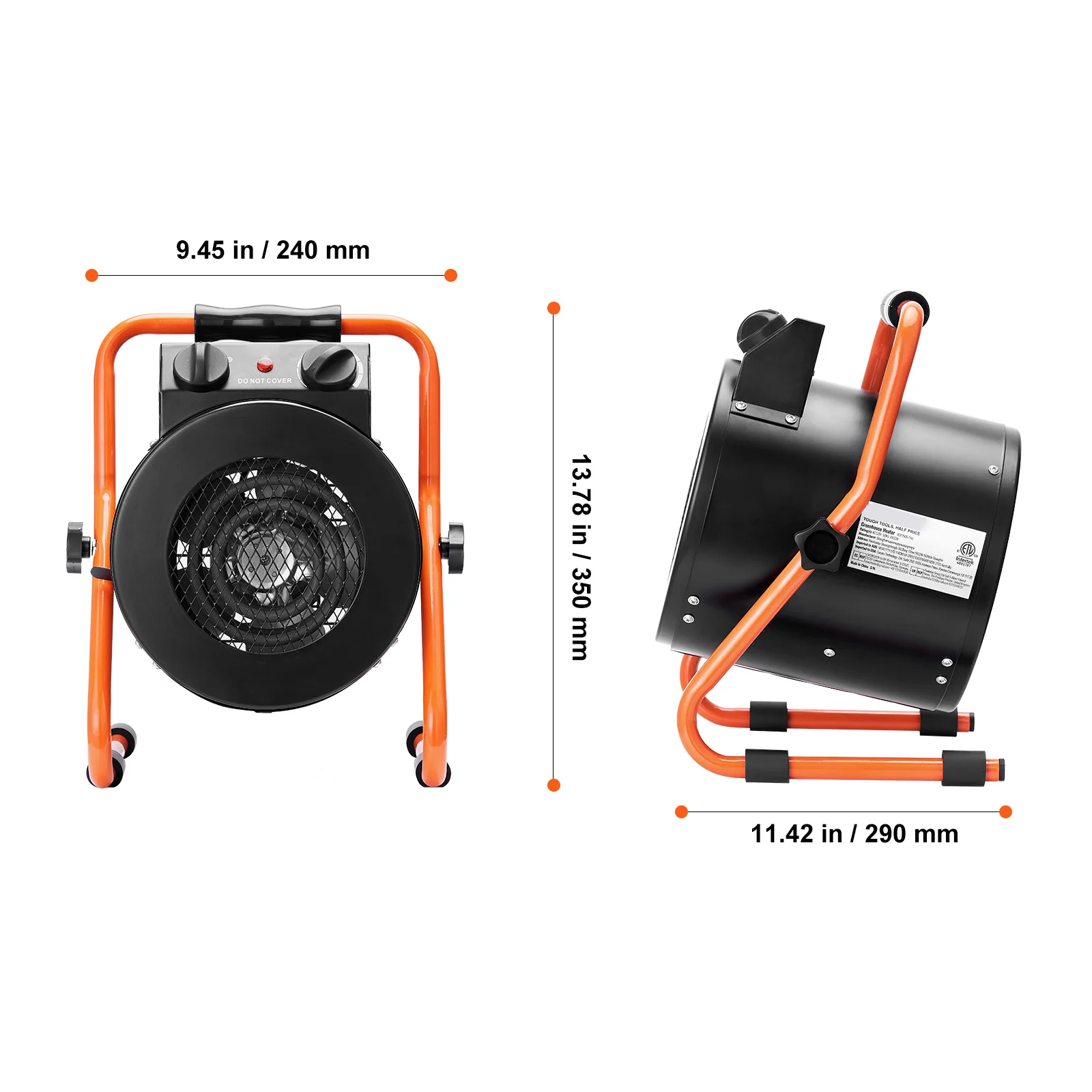Stylish Portable And Electric Space Heater with 1500W, Adjustable - Orange Model 0AE436