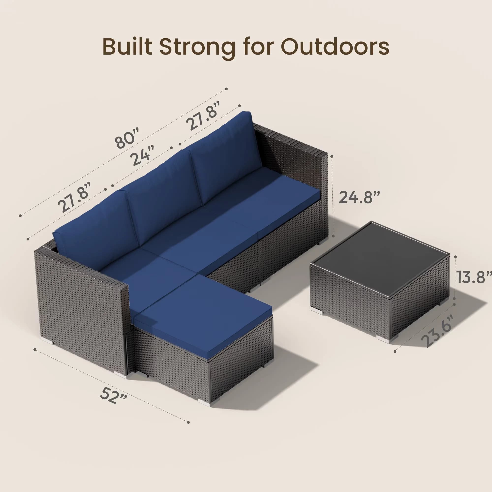 Innovative Outdoor Sofas Sectional with Reclining, Modular Wicker Rattan Sofa, Patio Furniture Set - Black for Garden, Patio Model FA41E4