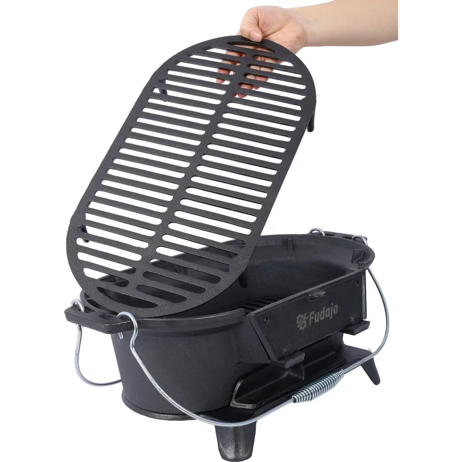 Flat Top Grill Durable with Portable, Oval Cast Iron Outdoor - Iron Black Model 728563