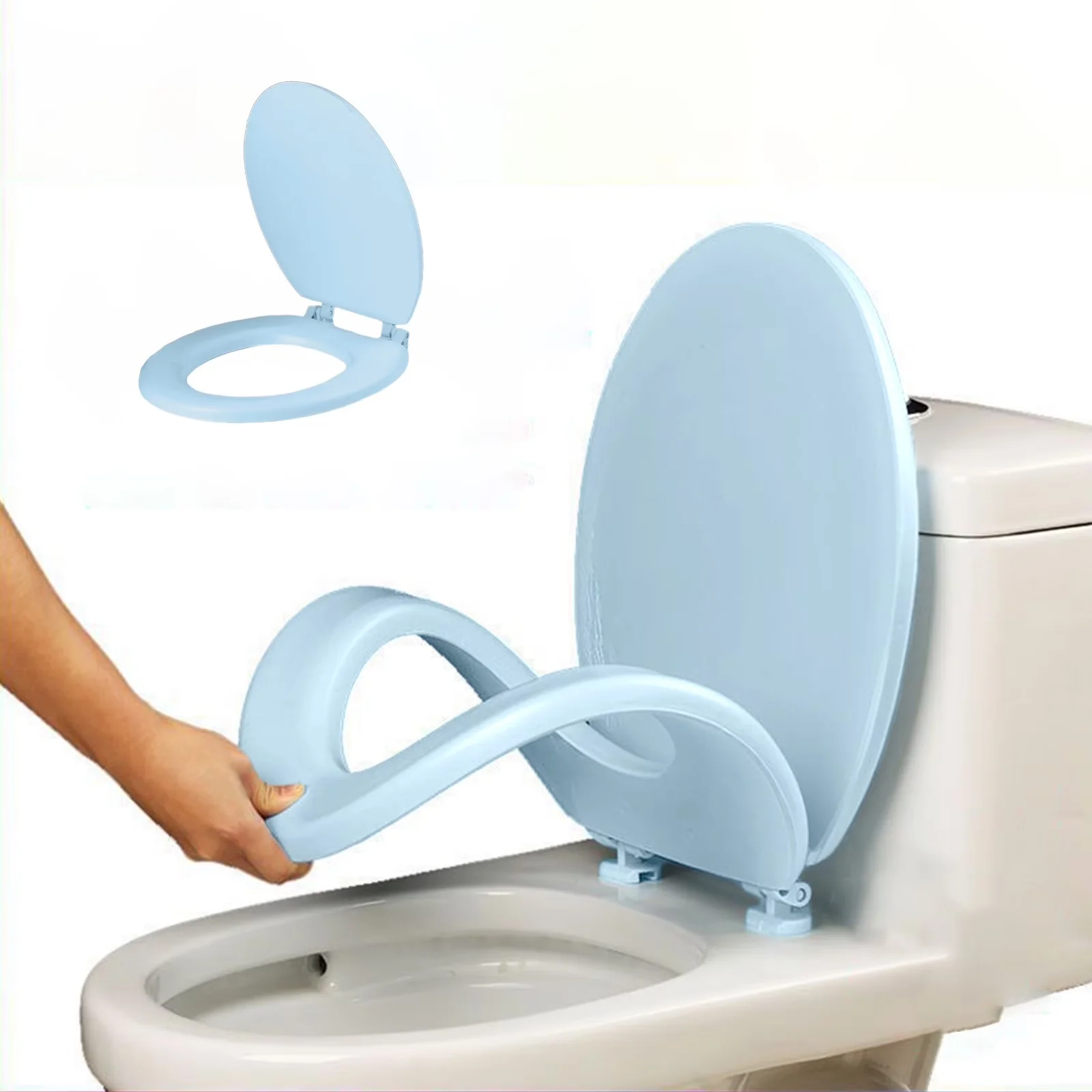 Premium Toilet Seats And Lid with Easy Installation, Toilet Seat Cushion, Toilet Seat Round - Plastic Blue Model 028144