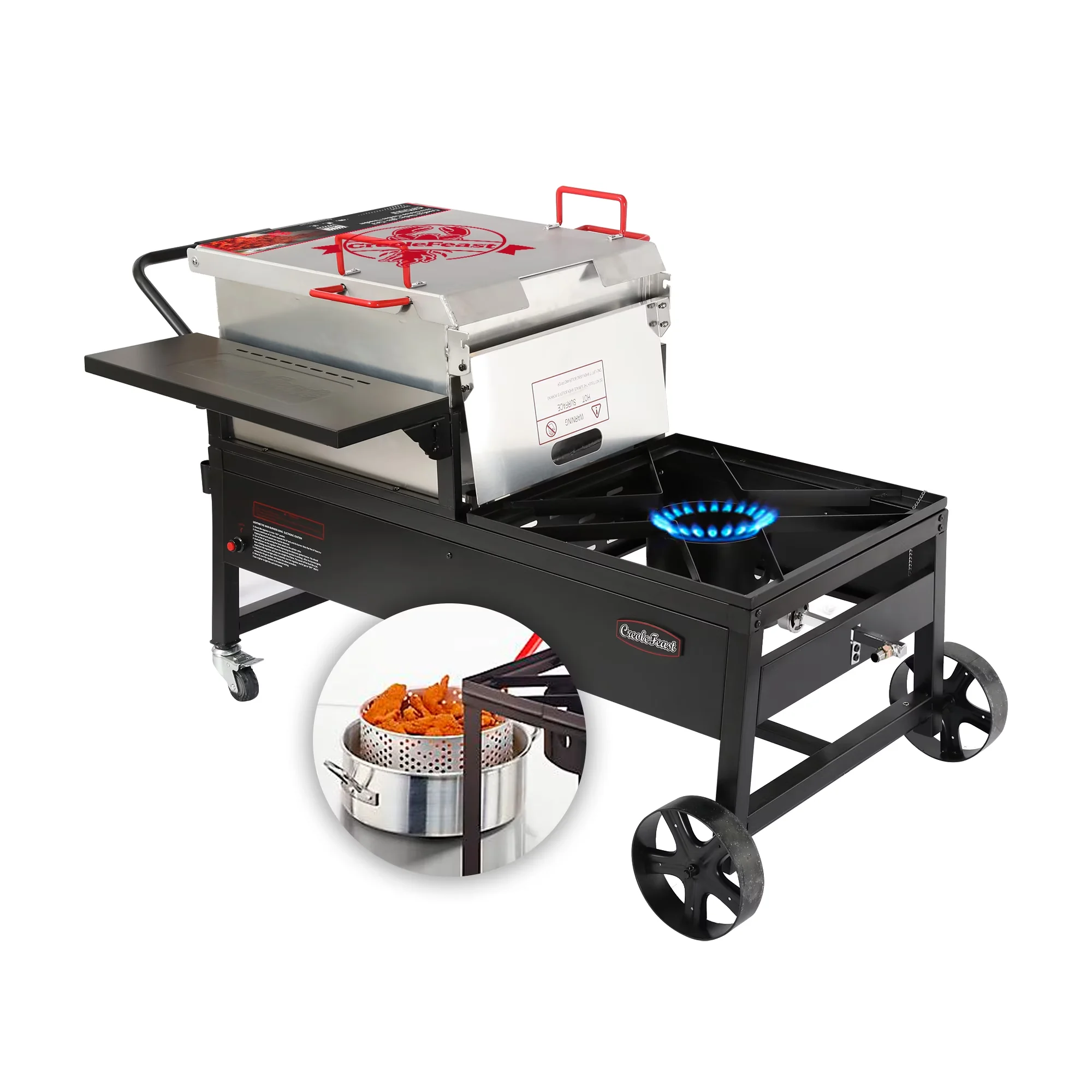 Stylish Outdoor Fryer with Adjustable Regulator, Stove Gas Cooker, 10-psi Regulator - Green Cast Iron|Aluminum for Patio, Party Model 6960FC