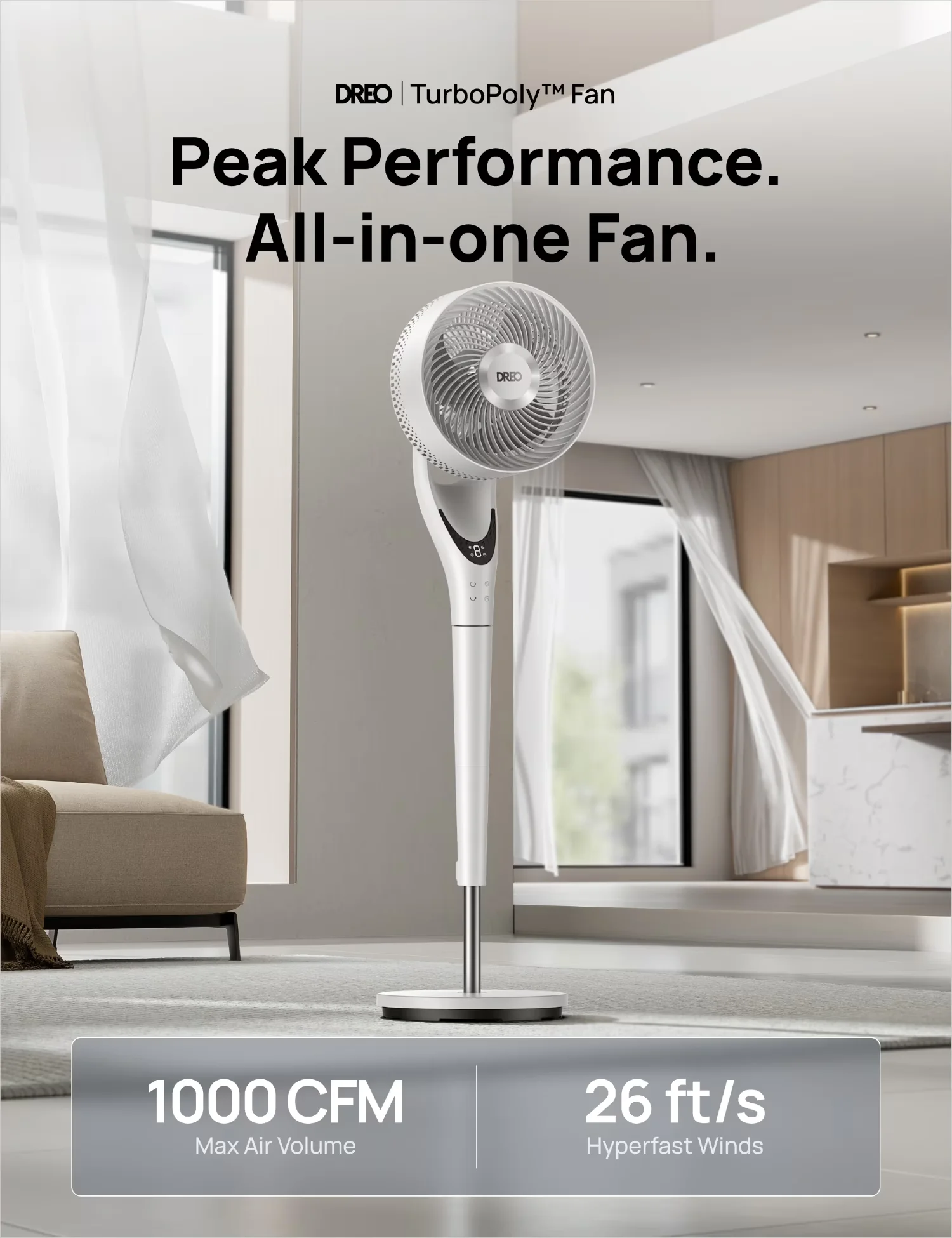 Fans In Cooling Durable with Led Display, 9 speeds & 3 modes - Metal And Plastic Model 22C1D7