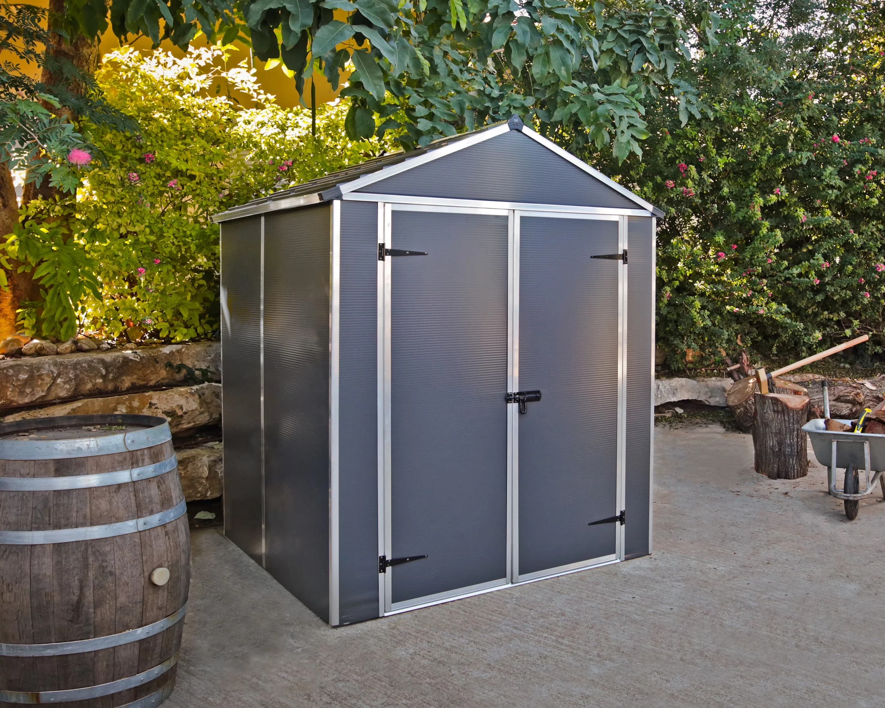 Innovative Shed with Uv Resistant, 6' x 5' x 6' - Polycarbonate, Aluminuim Gray Model B55926