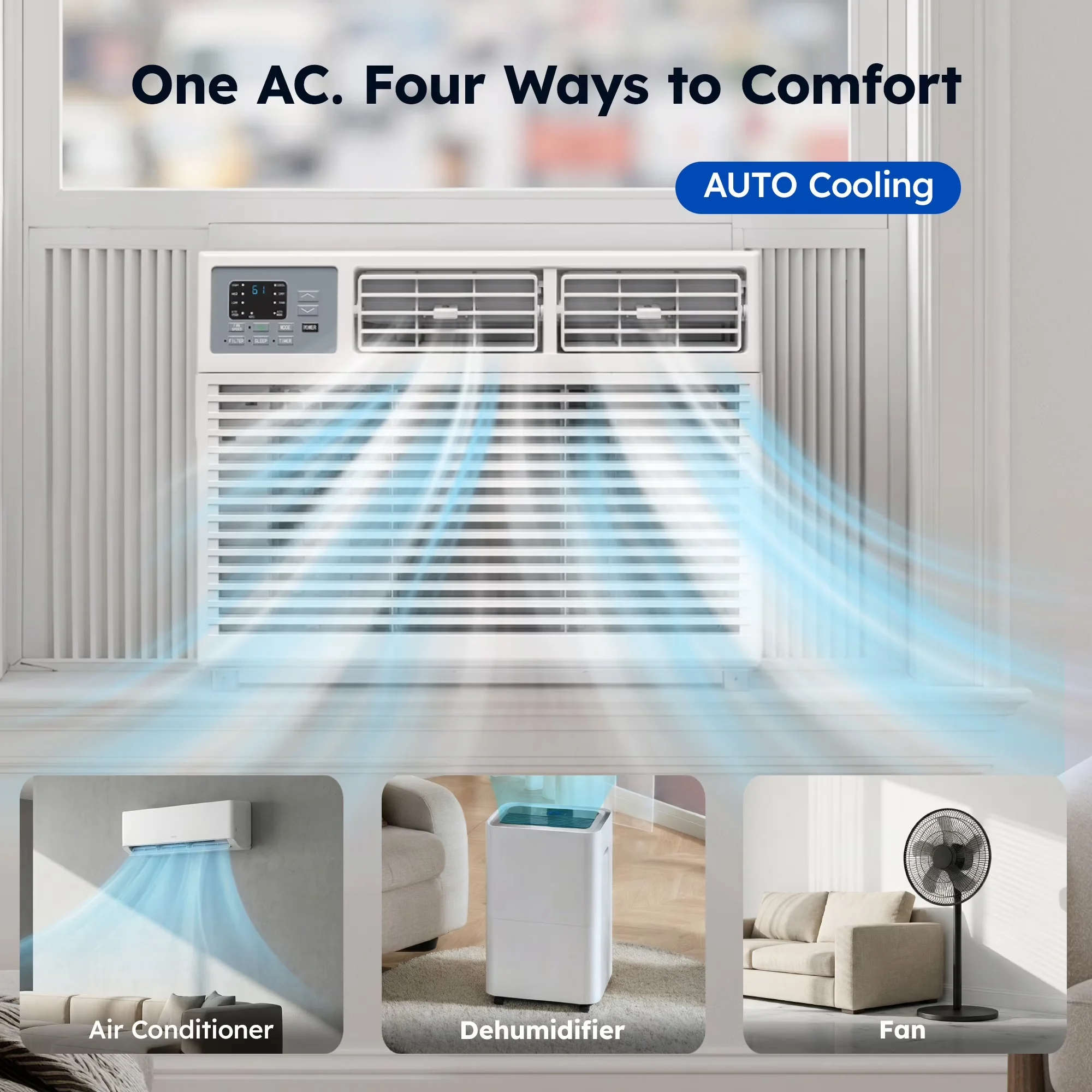 Durable Air Conditioner with 10000 BTU, Wi-Fi Capable, 10000 BTU Window With APP - White Model B040CB
