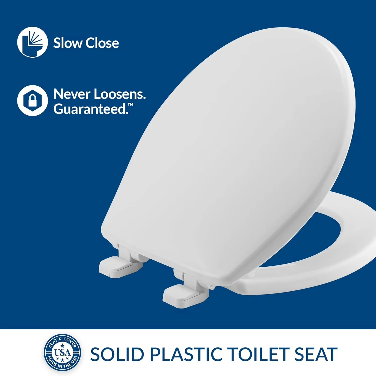Reliable Toilet Seats And Lid with Hardware Included, Easy To Install, Soft Close - Plastic White Model 84AB99