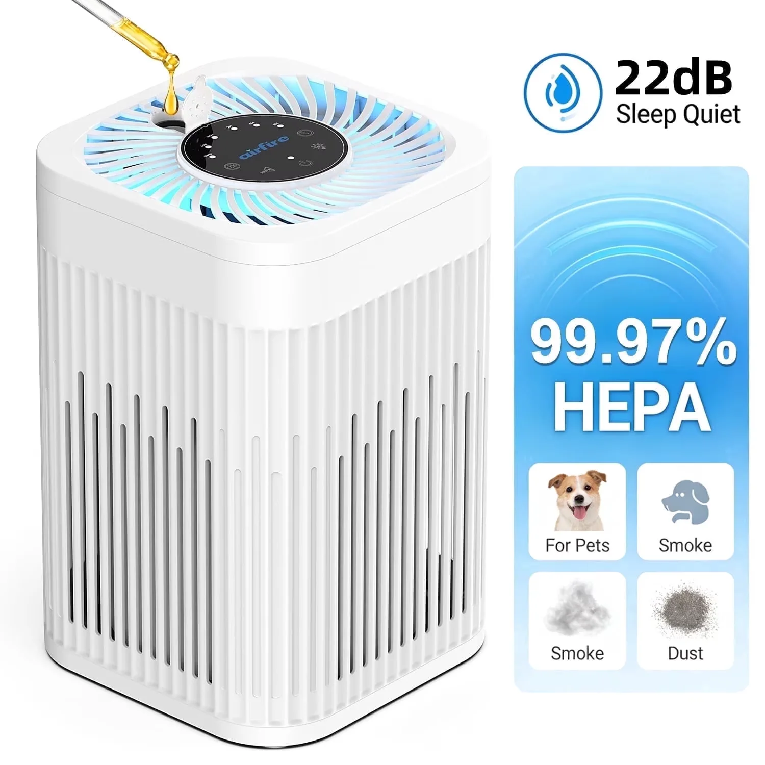Air Purifier Sleek with Automatic Shut-Off, Filter Change Indicator - White Model 7D5F89