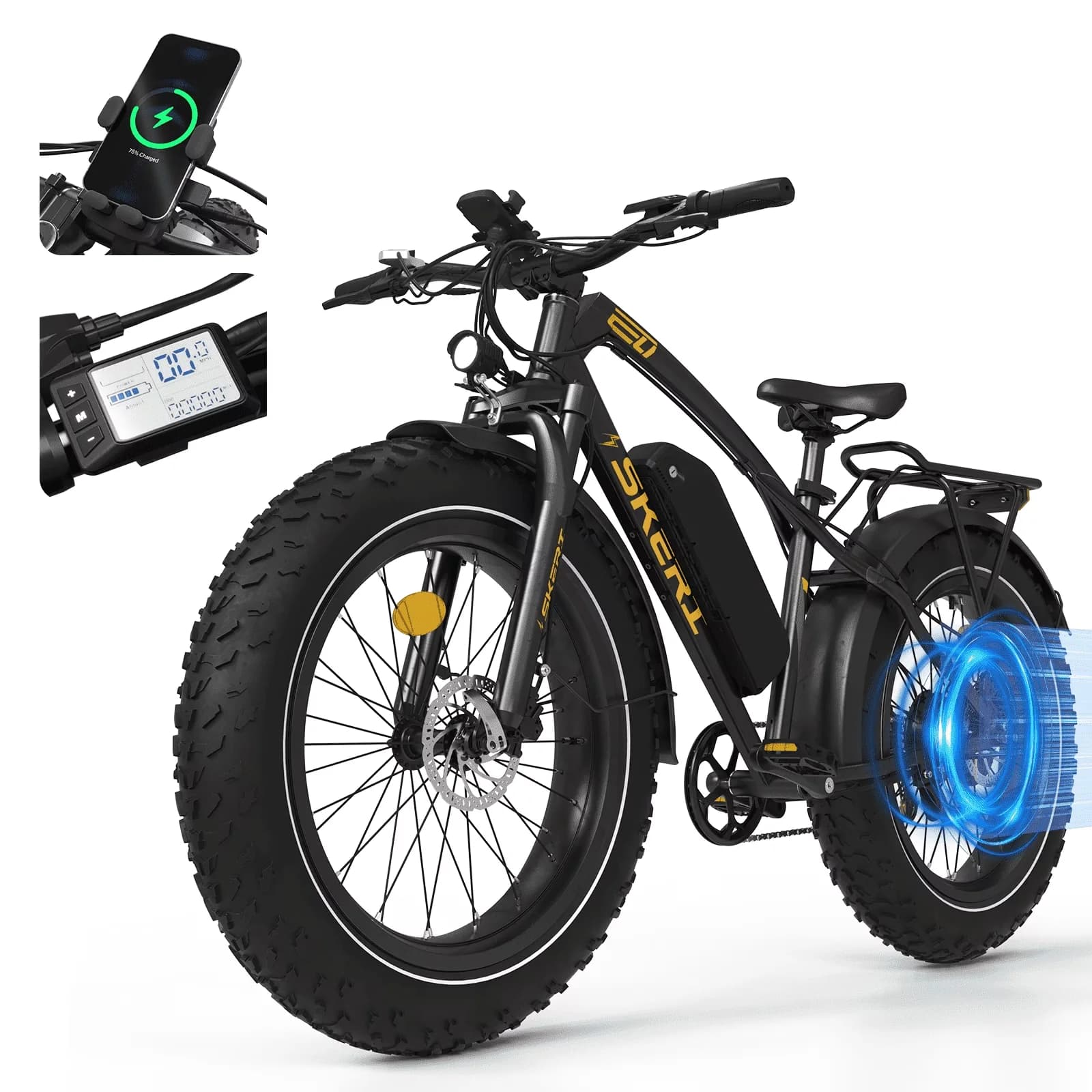 Classic Electric Bike with Battery, 500W, 48V - Black - Durable Build Model 08DB9B