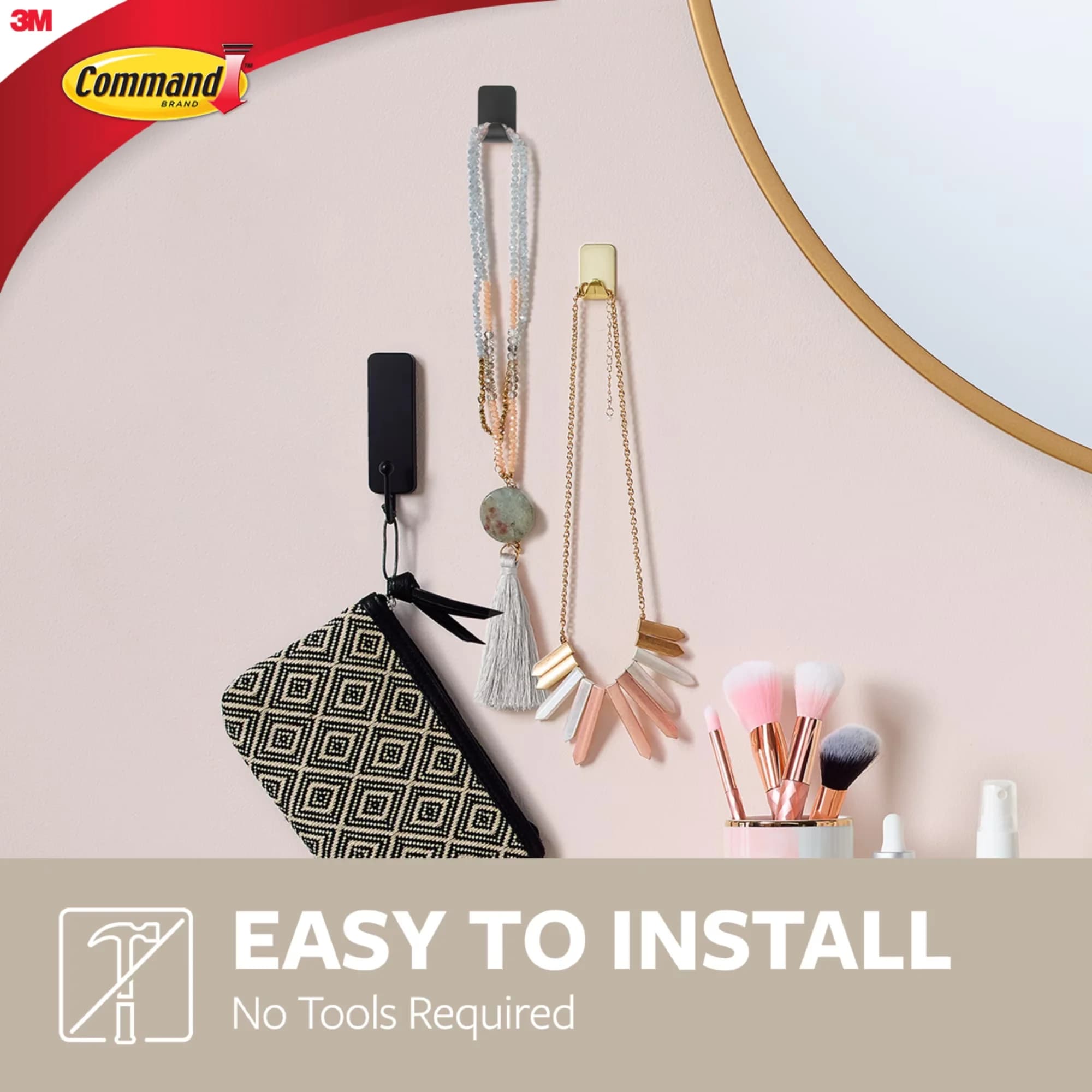 Reliable Damage-Free Hanging with Easy Installation, Stainless Steel, Hooks - Metal Silver Model 9D8CCD