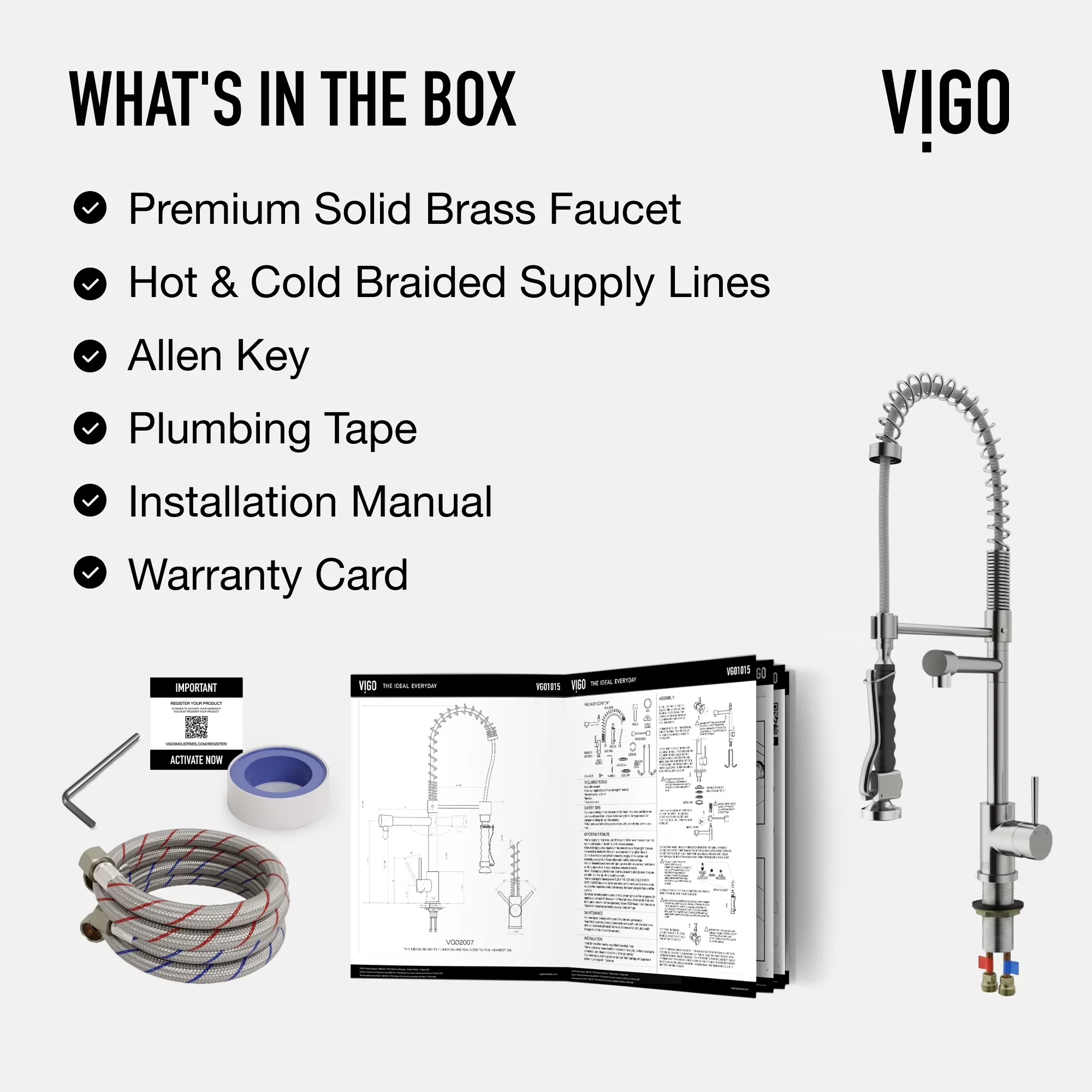 Sleek Kitchen Renovation with Easy To Clean, Mounting Hardware Included, 360 Degree Swivel - Brass Silver Model E97BF2