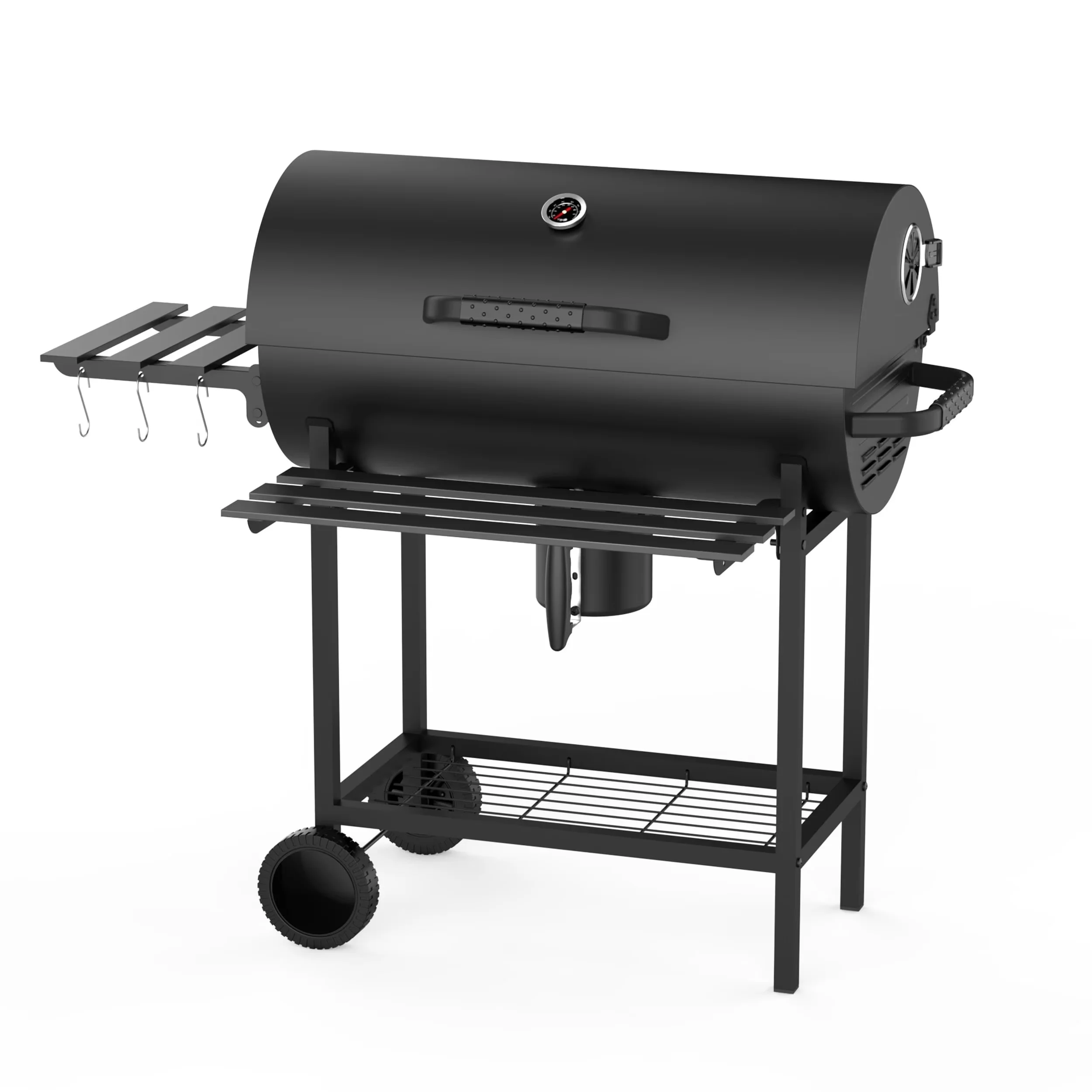 Sleek Charcoal Grill with Adjustable Air Vents, Charcoal Basket - Black Stainless Steel, Metal Model 6F6BDB