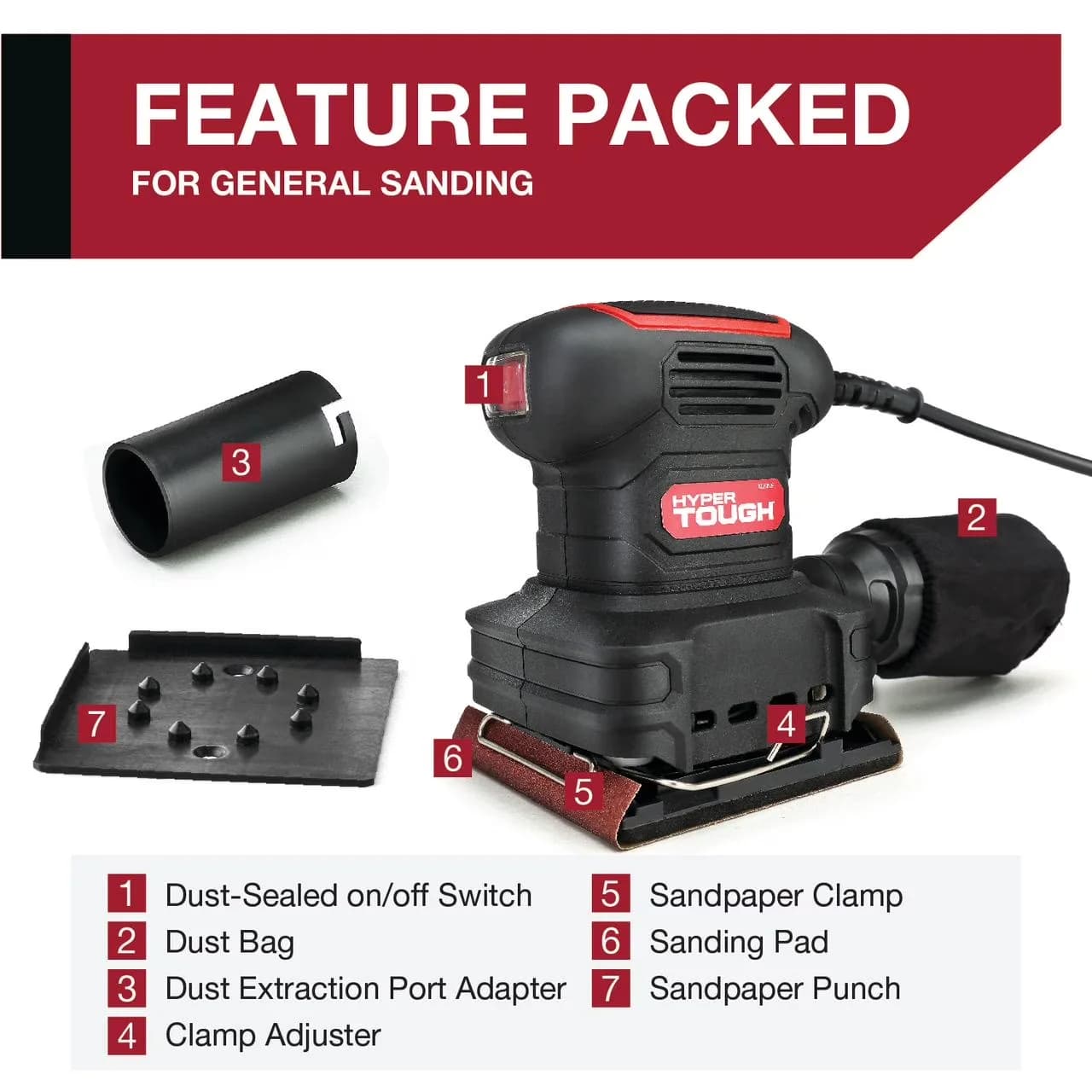 Pro Tool Innovative with Compact Design, New Condition, 2 Amp Corded 1/4 Sheet Palm Sander - Model B42621