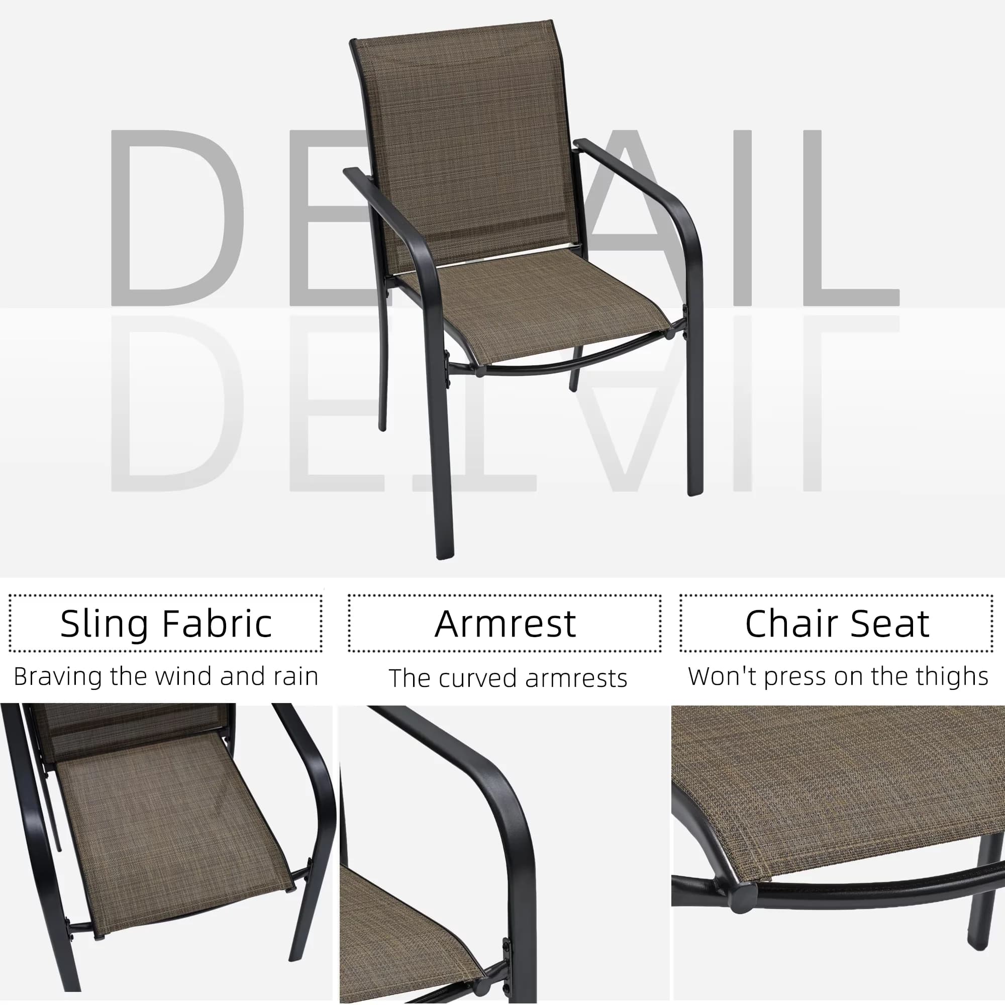 Classic Patio Dining Set with Portable, Weatherproof - Steel, Textilene Mesh Fabric Black Model 8DBFBF
