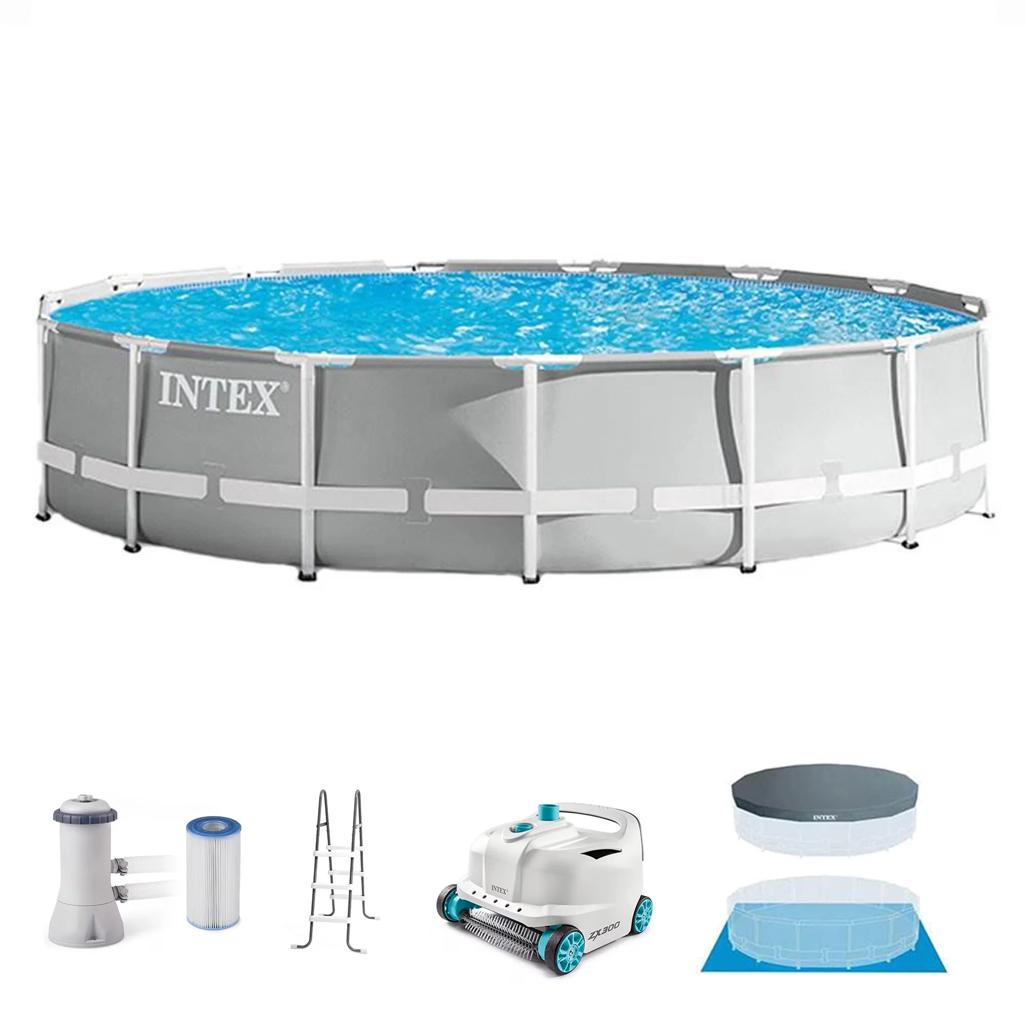 Durable Above Ground Pool with Puncture Resistant, 15ft x 42in Prism Frame Swimming Set - Model 092BAB