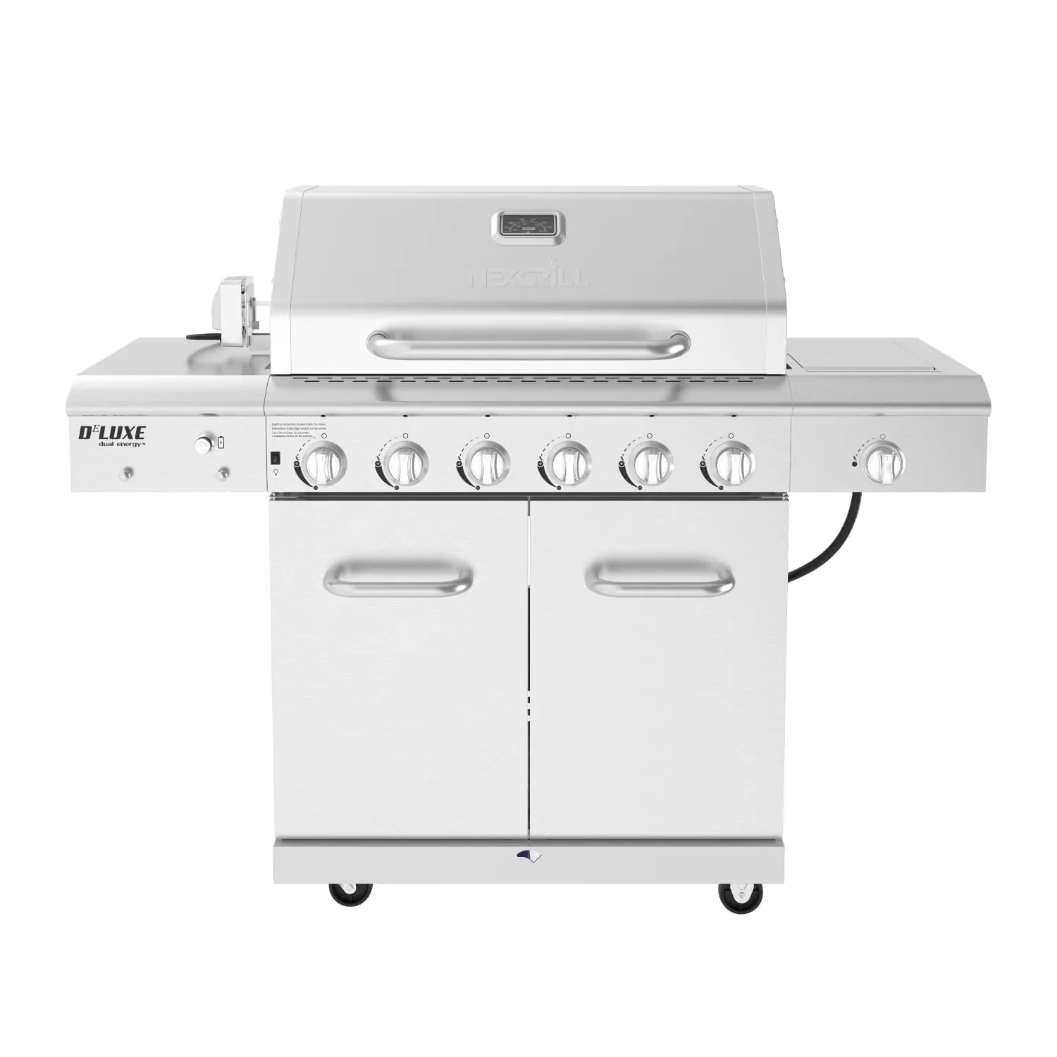 Reliable Gas Grill with Heat Thermometer, Deluxe 6-Burner Propane - Stainless Steel Silver for Outdoor Model 8AC7DF