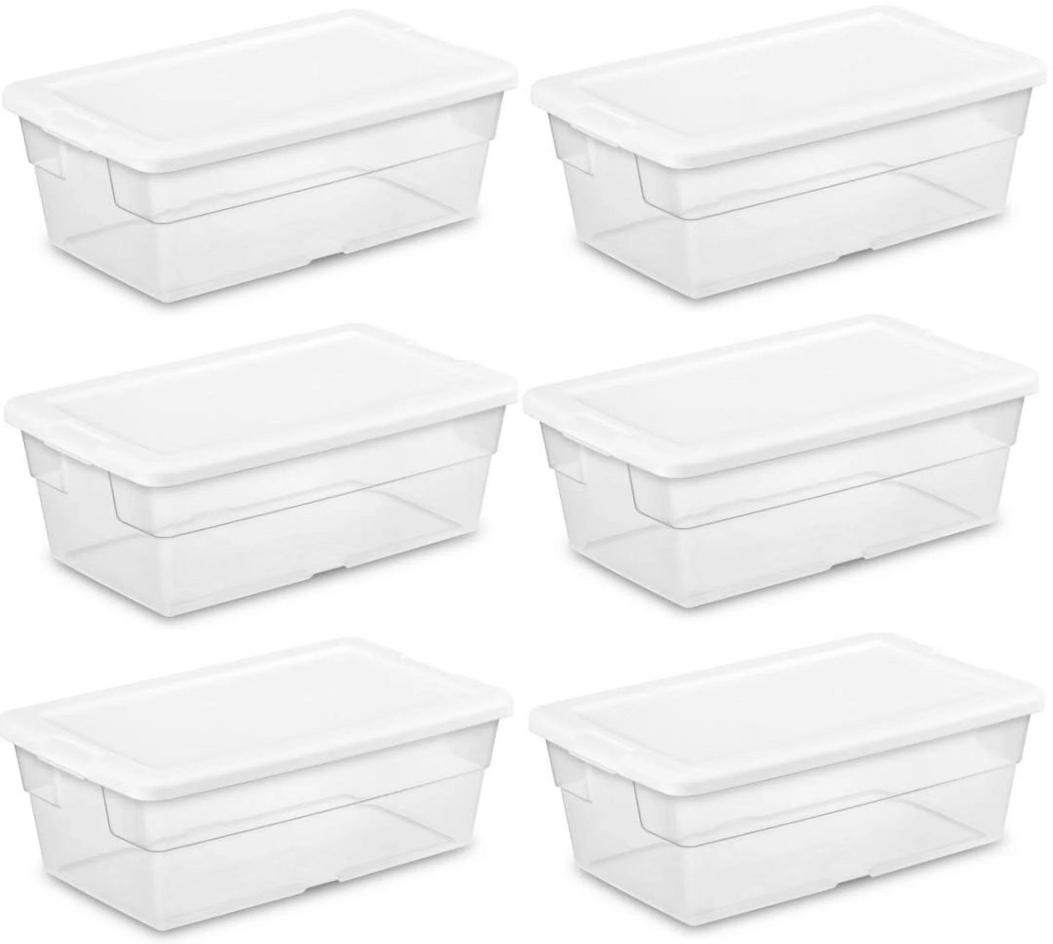 Sleek Garage Storage Supply with Stackable, Recessed handles for easy lifting, Clear (6) - Clear Plastic Model F992A1