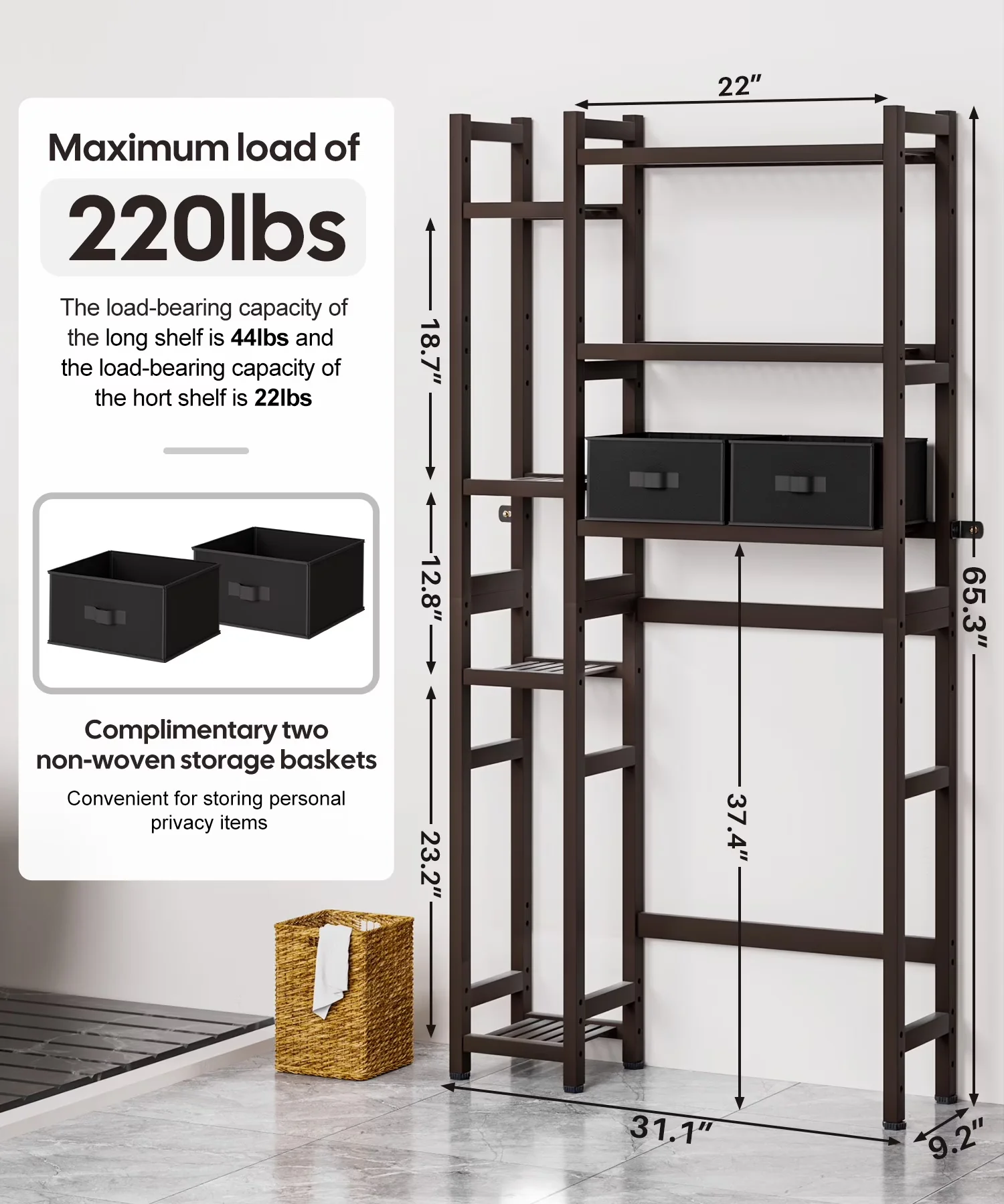 Bathroom Renovation Durable with Expandable, Adjustable Rack - Bamboo Brown Model E6C463