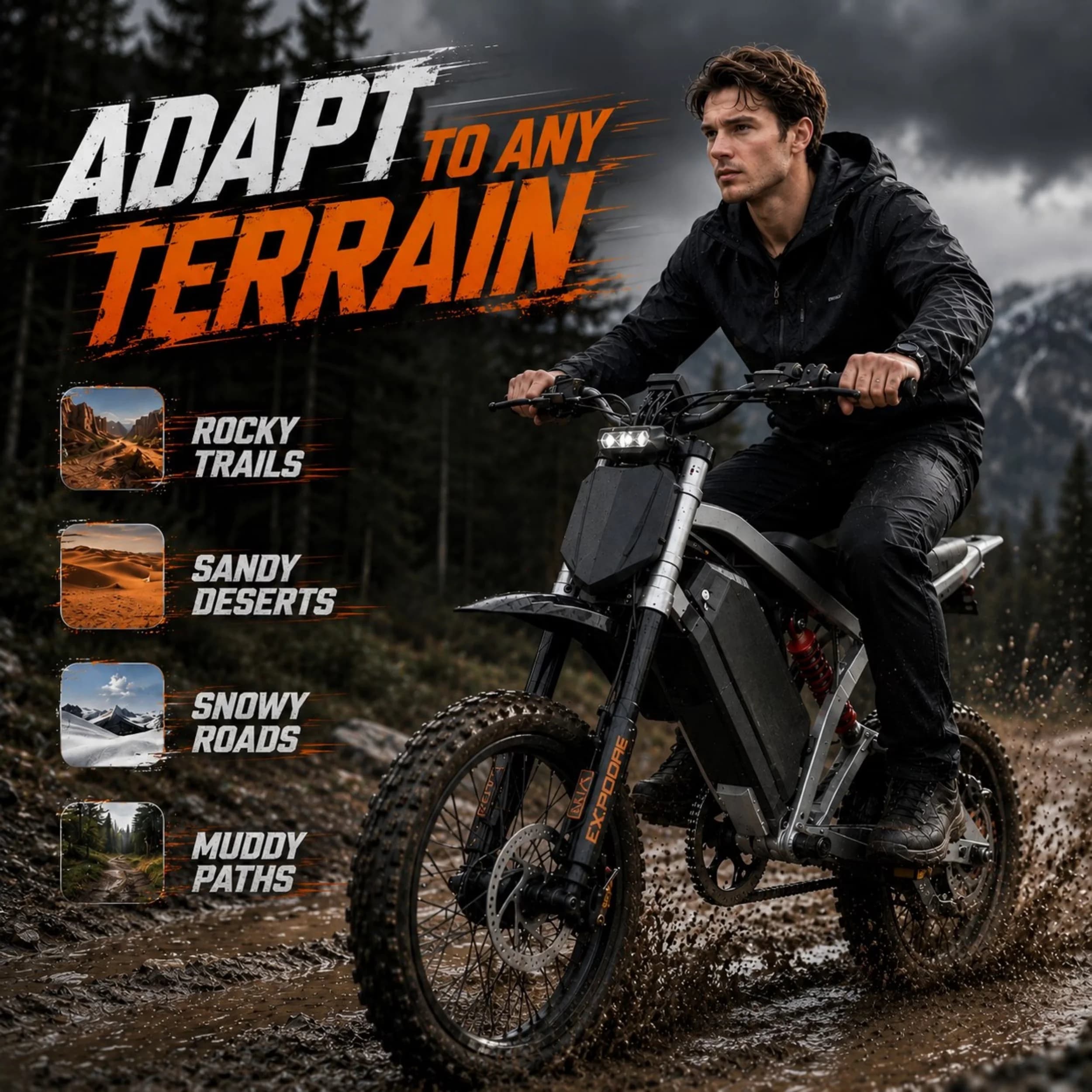 Electric Bike Compact with Battery, 1000W, 48V - Black J300 - Universal Fit Model 2DD689