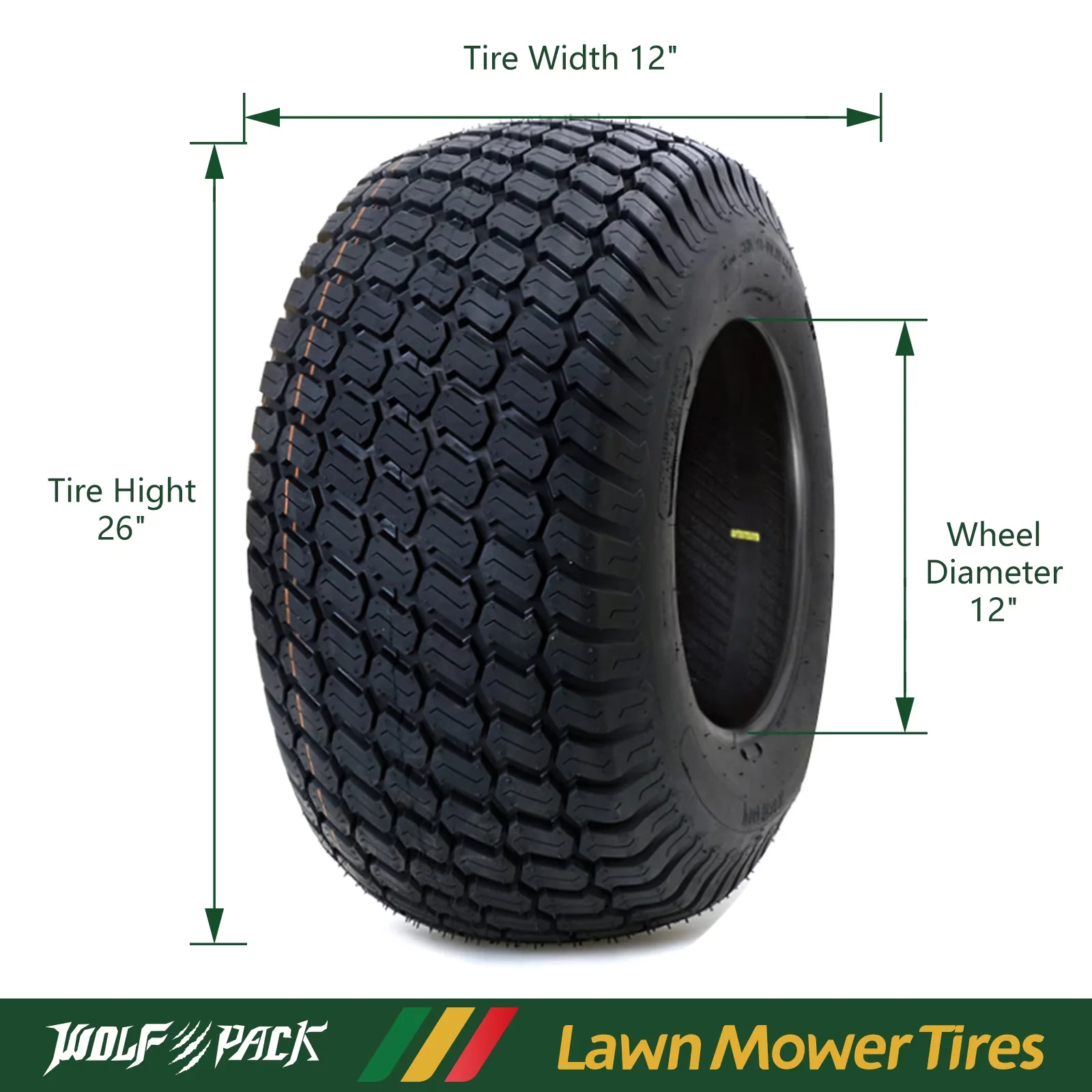 Lawn Mower Tire Innovative with Replacement, Rim Width: 10.5", Tread depth: 0.39” - Model CAB096