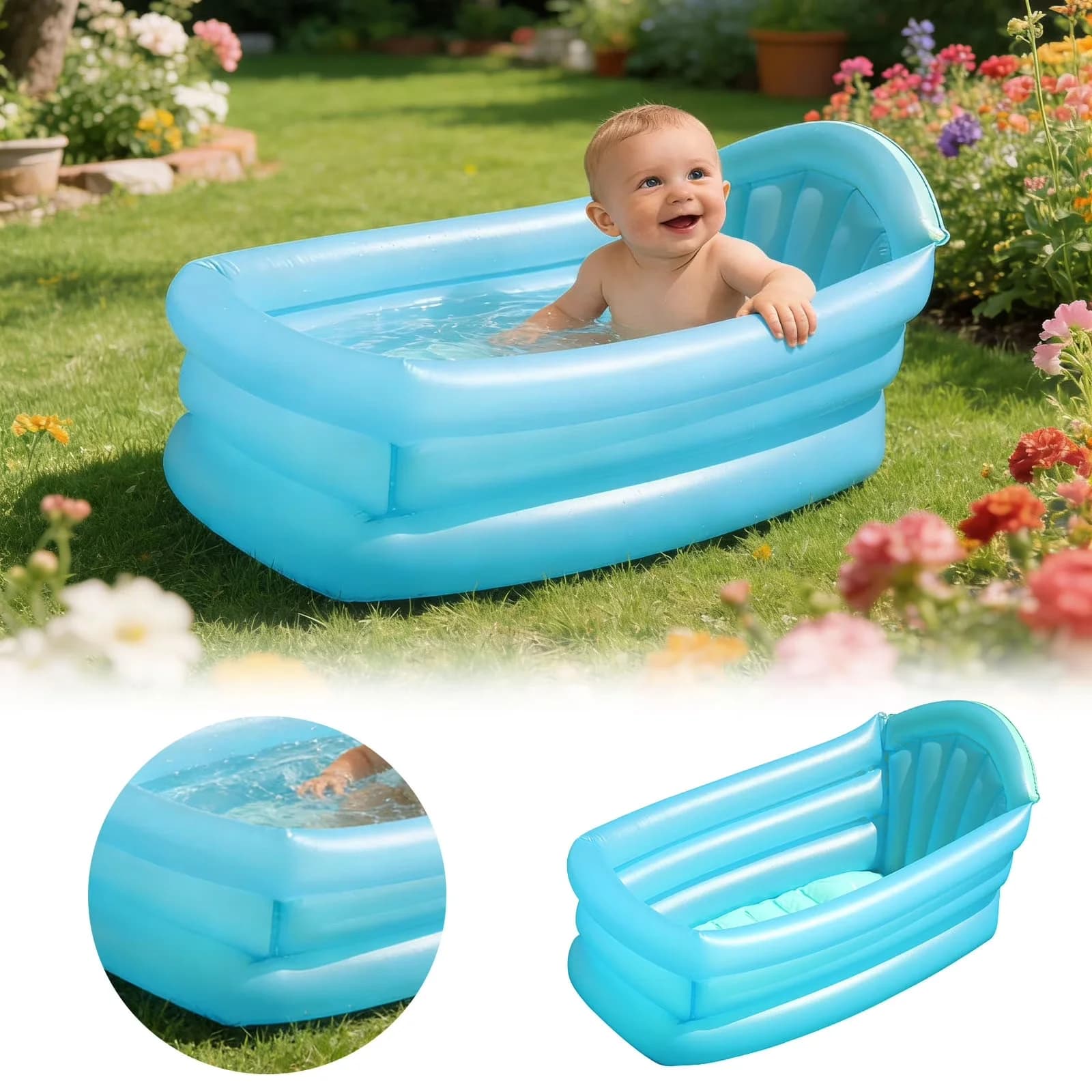 Efficient Inflatable Pool - Blue for Indoor, Garden Thick - Premium Collection Model 29EA7C