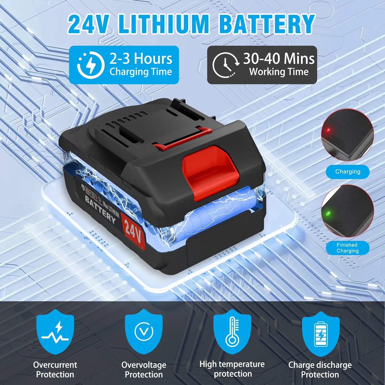 Compact String Trimmer with Battery, 24V - Blue for Home 24V - Standard Series Model 47E9E5
