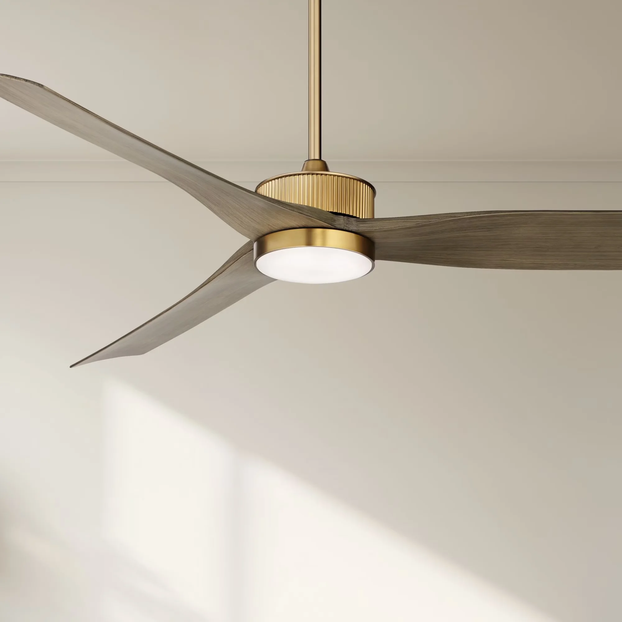 Ceiling Fan Efficient with LED, Modern, Dimmable - Gold Glass for Patio Model 9F5144